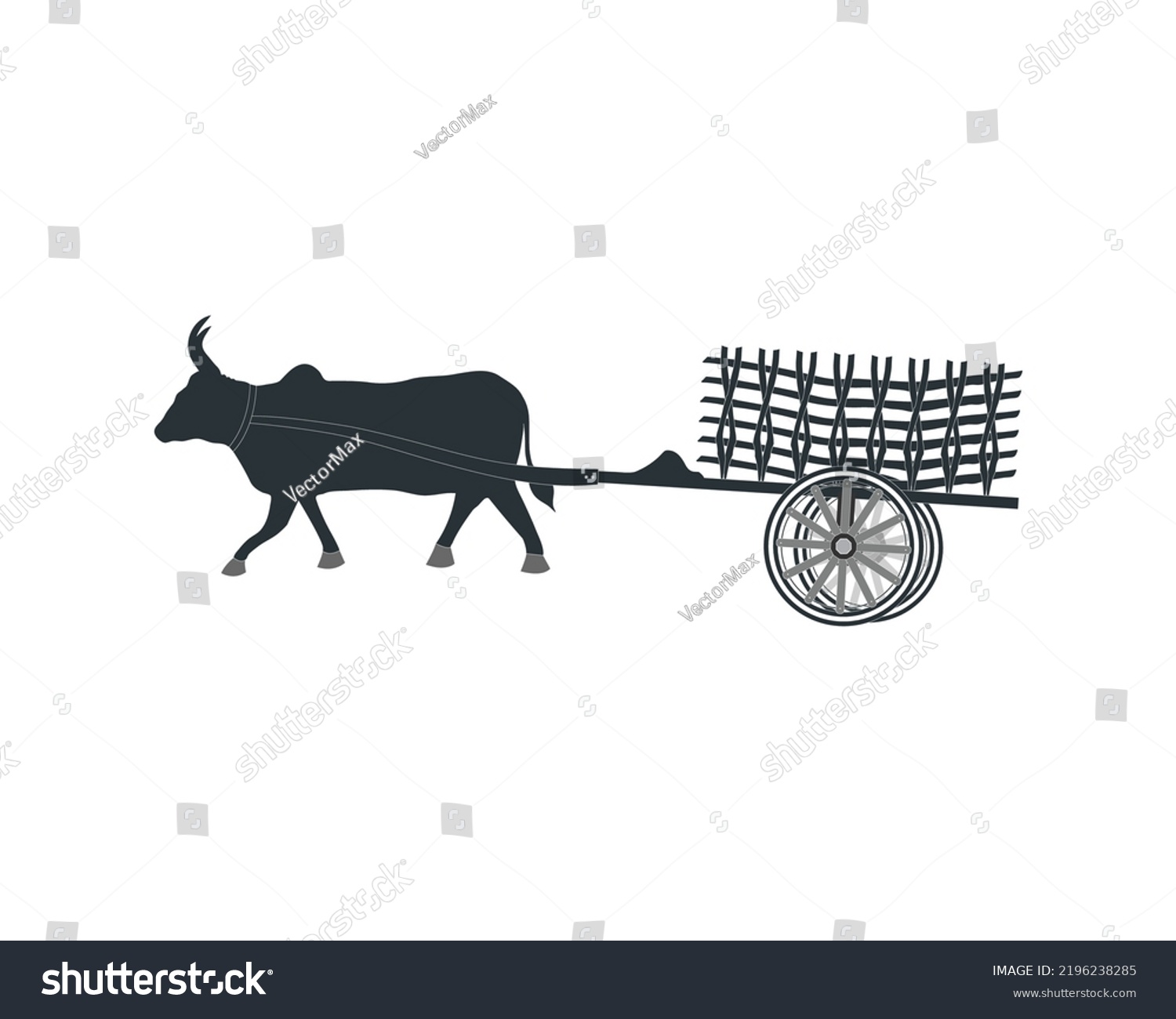 Cows Cart On White Background Traditional Stock Vector (royalty Free 