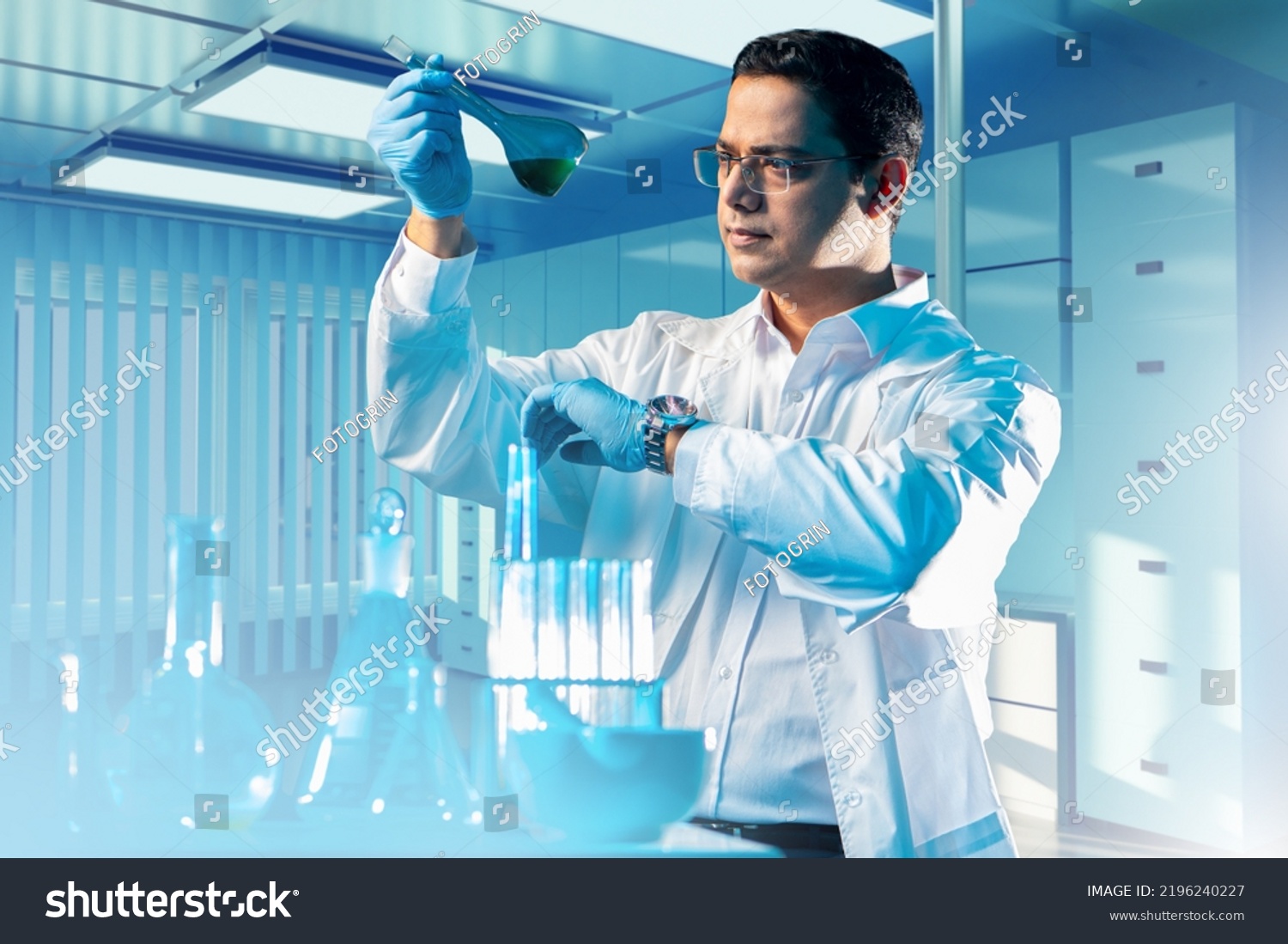 Laboratory Technician Man Medical Test Tube Stock Photo 2196240227 ...