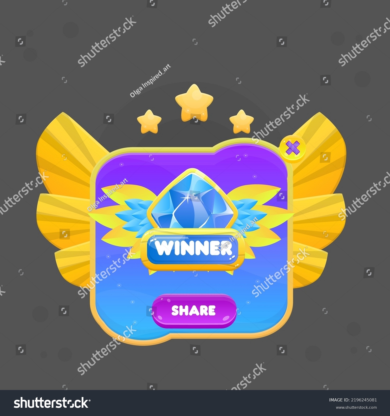 Game Ui Pop Icon Golden Yellow Stock Vector (Royalty Free) 2196245081 ...