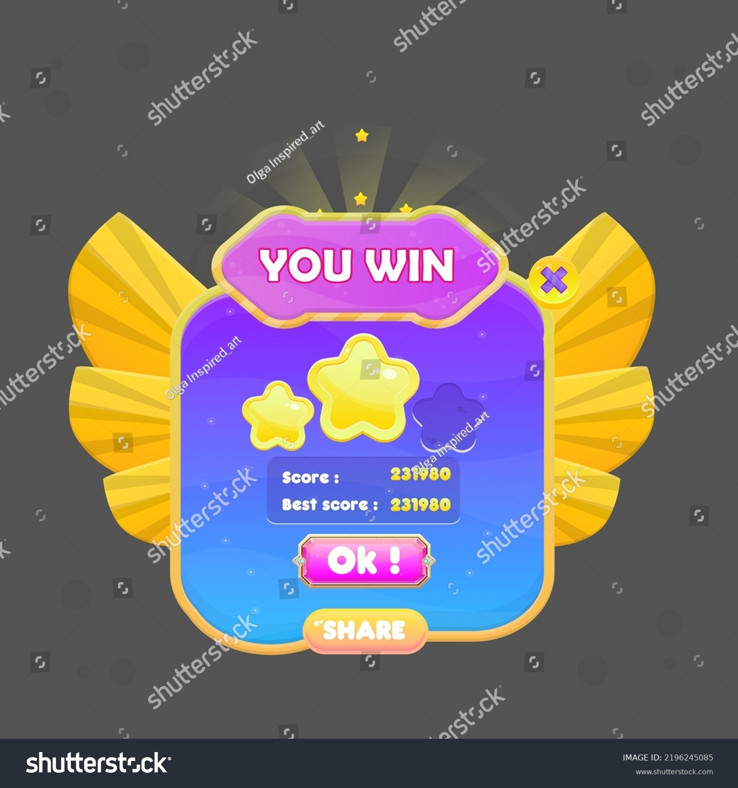 Game Ui Pop You Win Badge Stock Vector (Royalty Free) 2196245085 ...