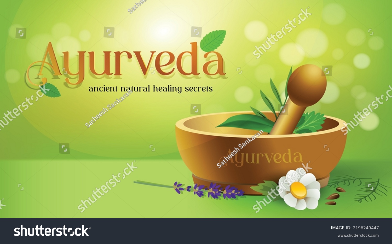 Ayurveda Concept Illustration Ayurvedic Healing Herbal Stock Vector ...