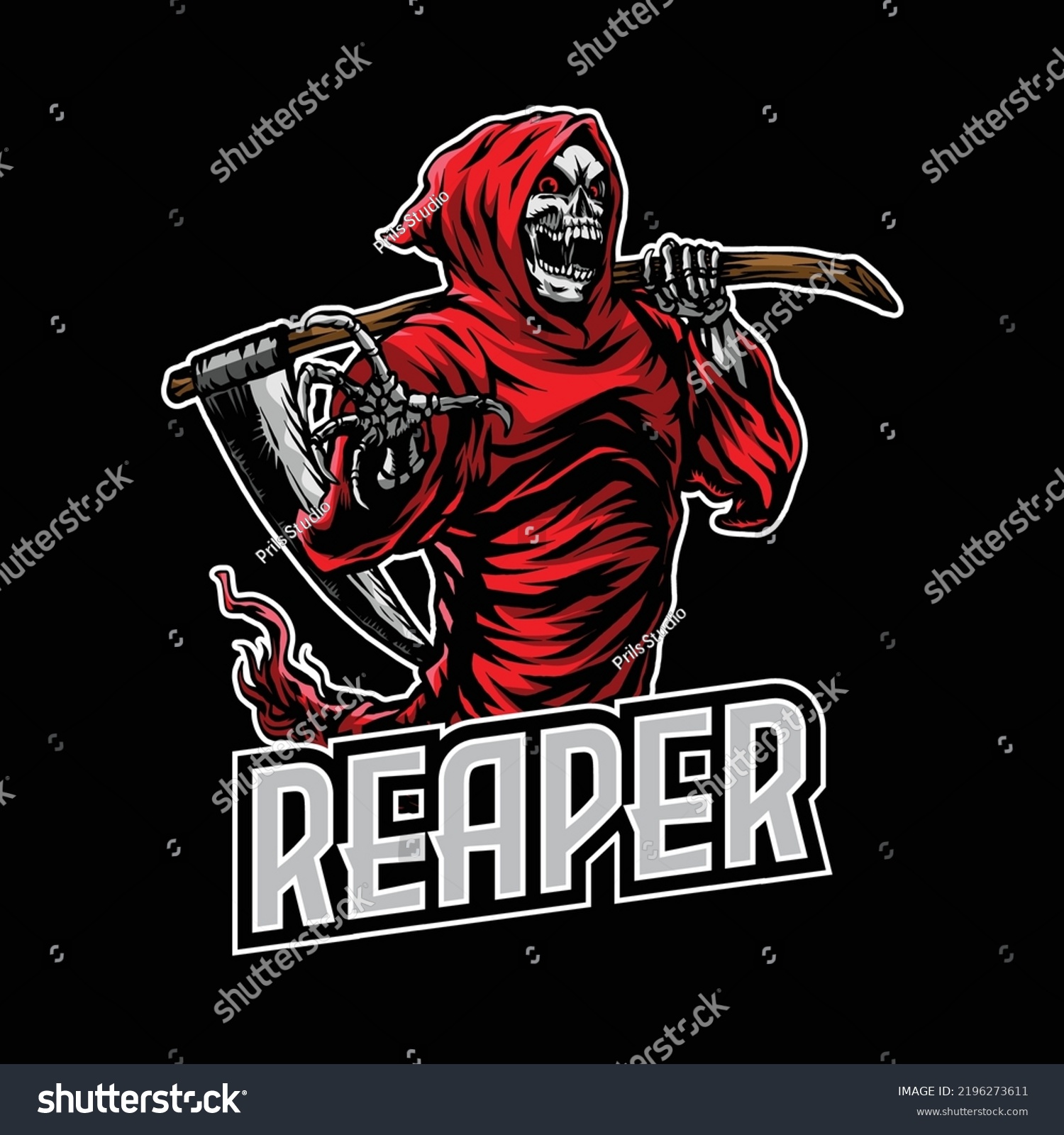 Red Grim Reaper Cartoon Illustration Stock Vector (Royalty Free ...