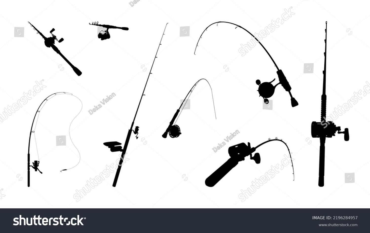 Fishing Rod Silhouette Types Fishing Rods Stock Vector (Royalty Free ...