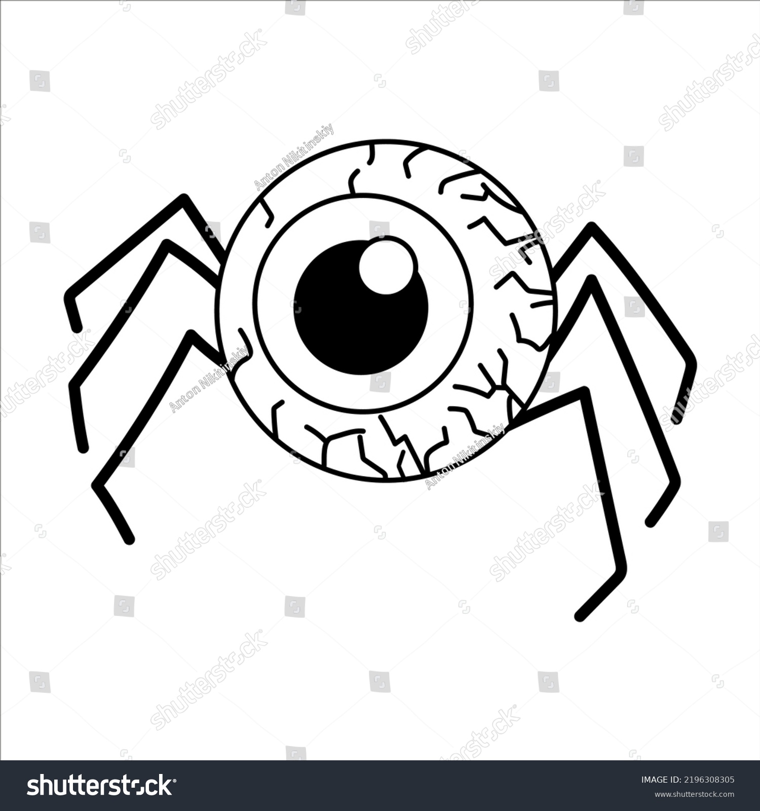 Spider Eye Vector Illustration Eyeball Doodle Stock Vector (Royalty