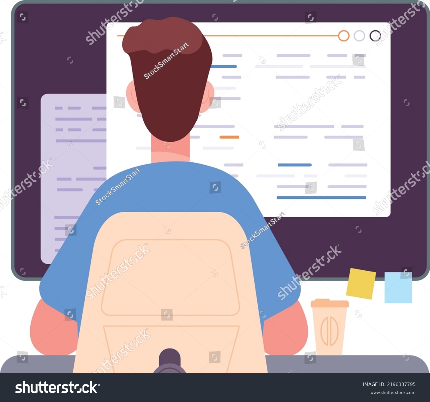 Programmer Work Back View Code Engineering Stock Vector (Royalty Free ...
