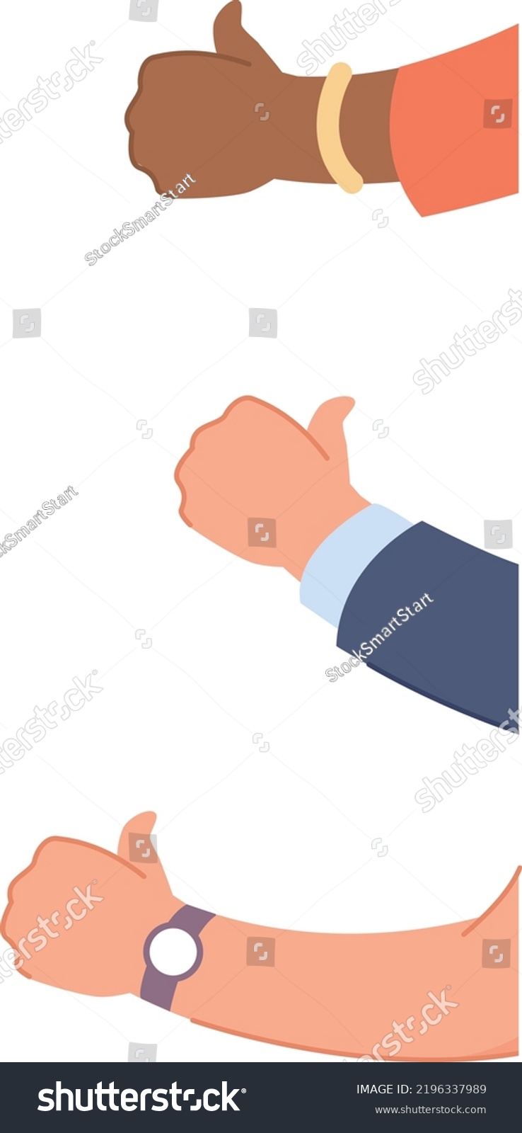 Thumbs Hands Different People Approval Gesture Stock Vector (royalty 