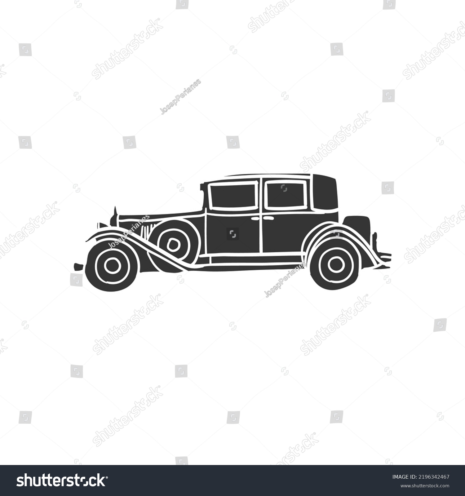 Vintage Car Icon Silhouette Illustration Automotive Stock Vector ...