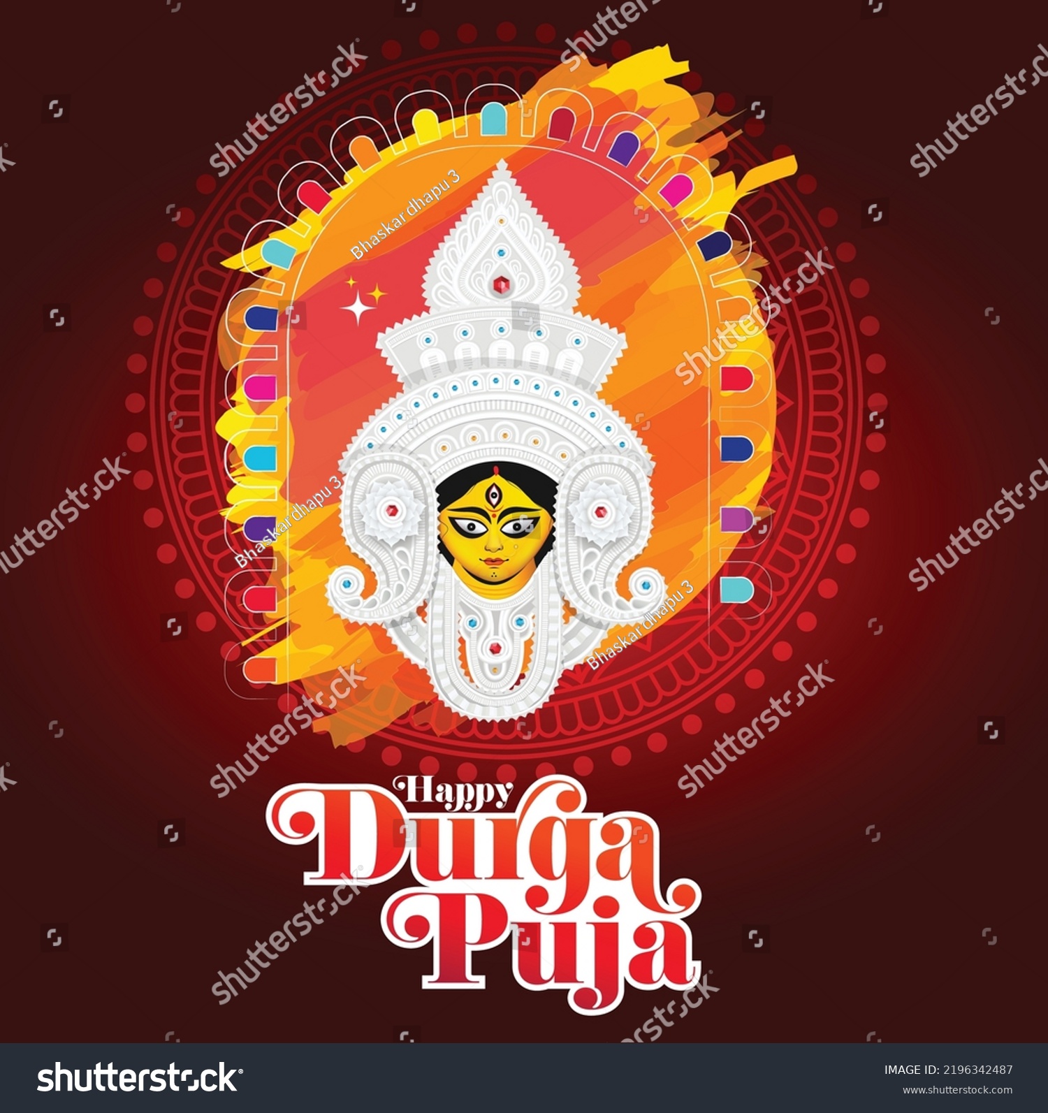 Indian Religion Festival Durga Puja Background Stock Vector (Royalty ...