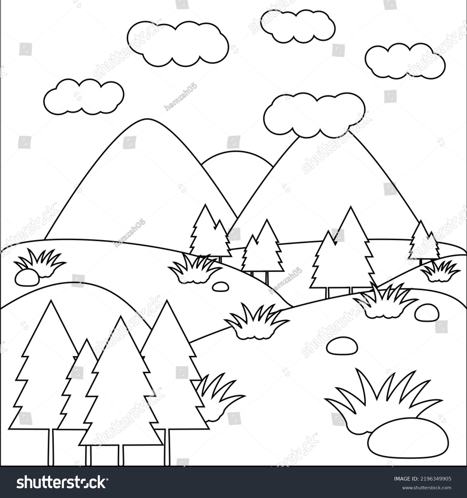 Mountain Illustration Children Coloring Book Mountain Stock ...