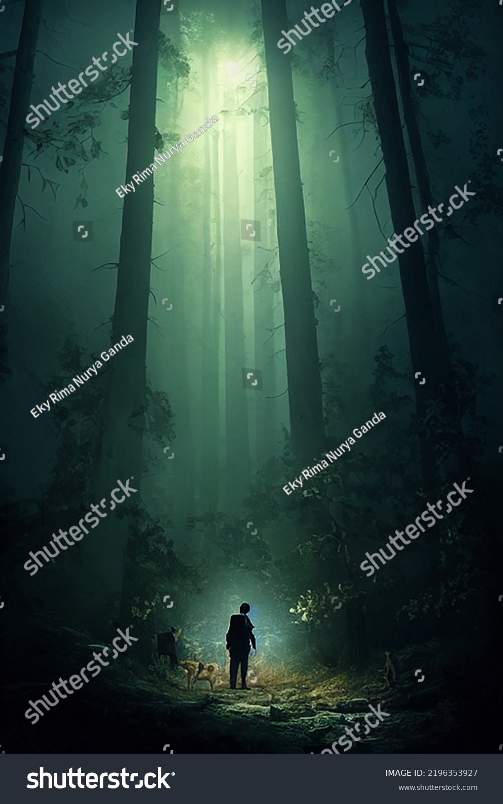 Illustration Image Fantasy Forest Scene Tall Stock Illustration ...