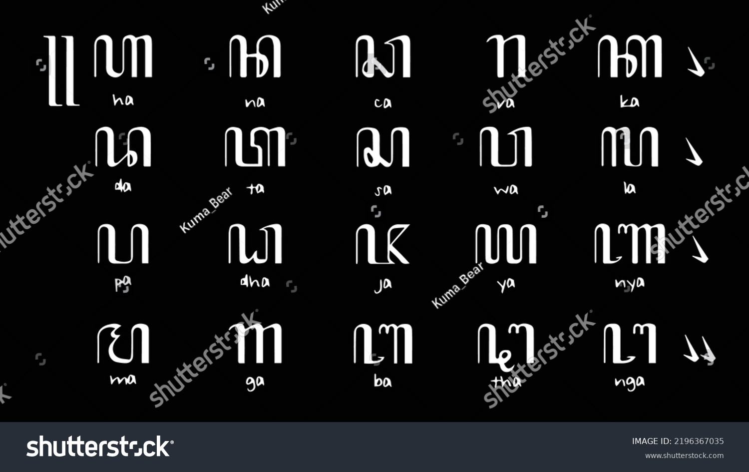 Set Javanese Traditional Alphabet Stock Vector Royalty Free 2196367035 Shutterstock