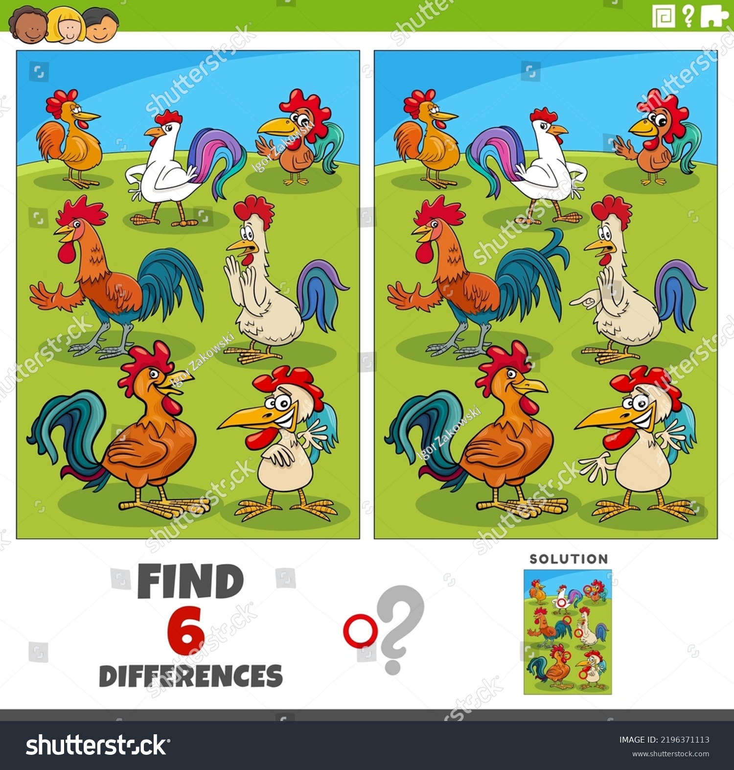 Cartoon Illustration Finding Differences Between Pictures Stock Vector ...