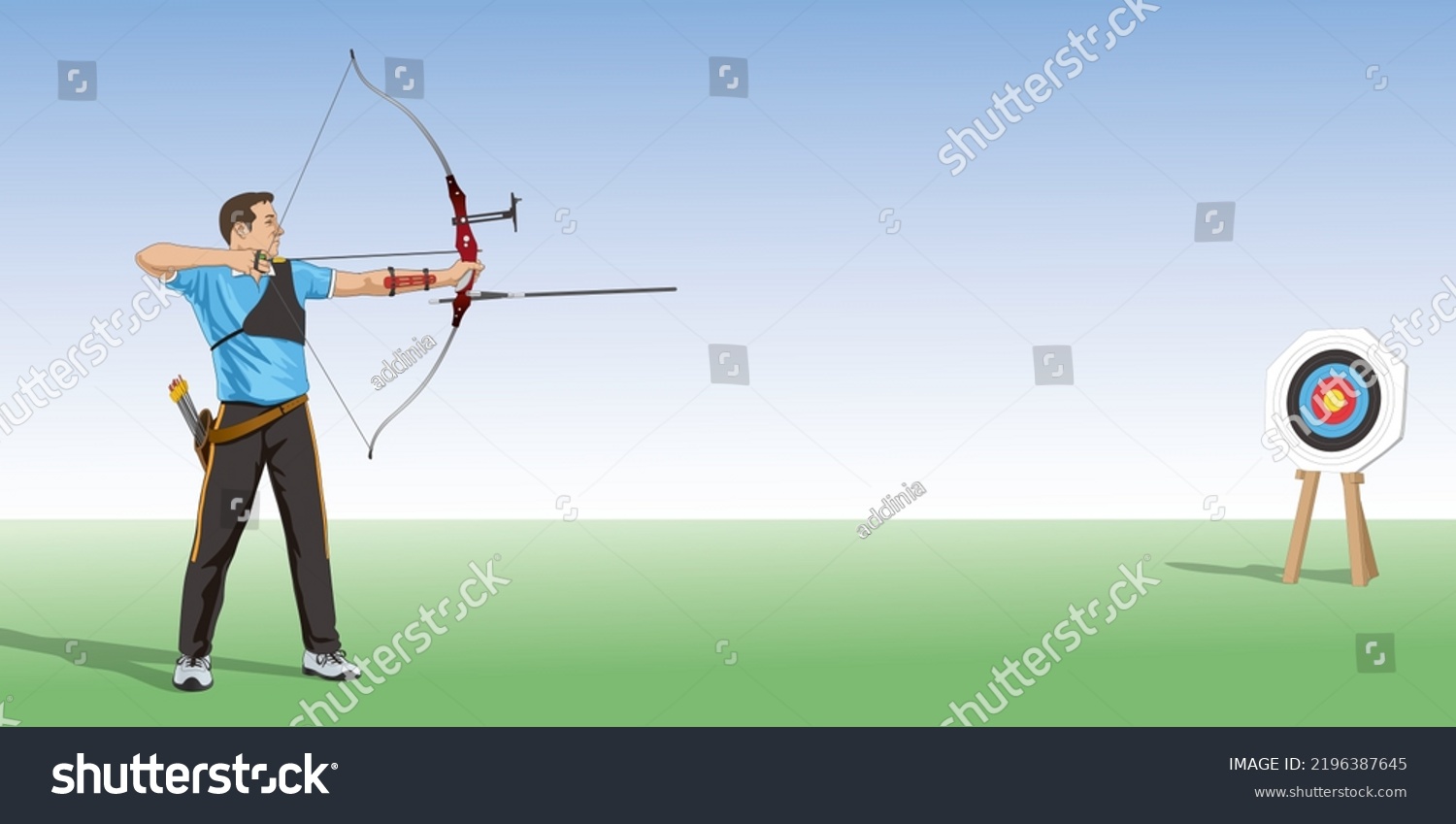 Archer Aiming Target Vector Illustration Stock Vector (Royalty Free ...