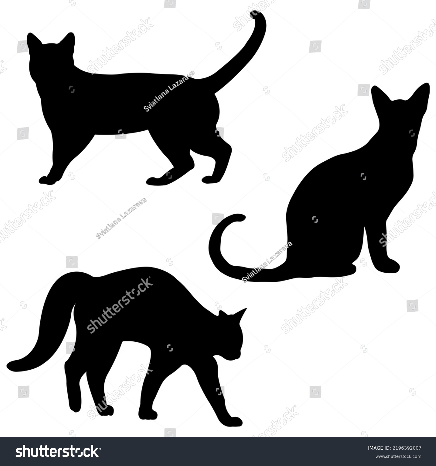 Silhouette Black Cat Vector Icons Black Stock Vector (Royalty Free ...