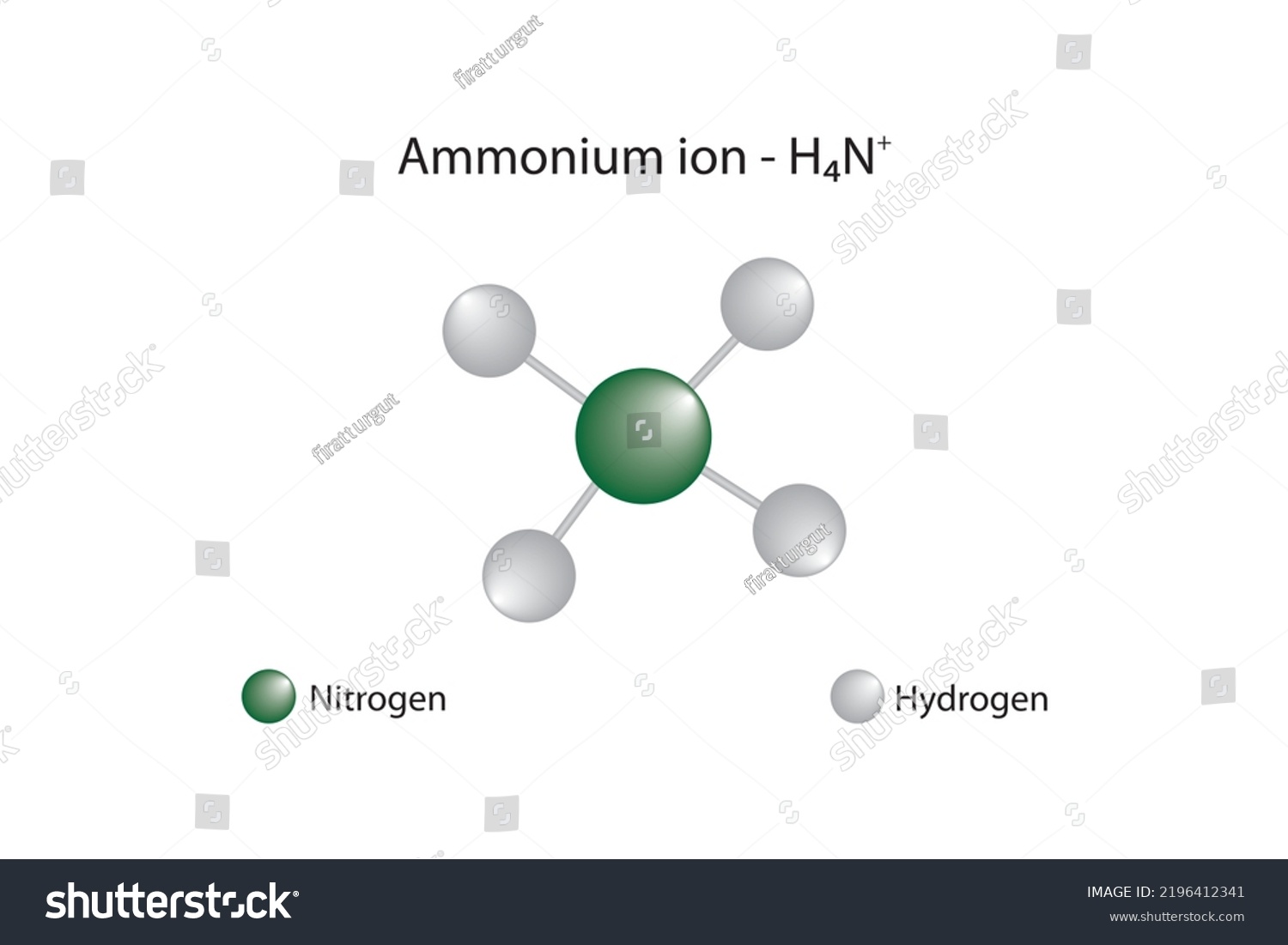 Molecular Formula Chemical Structure Ammonium Ion Stock Vector Royalty