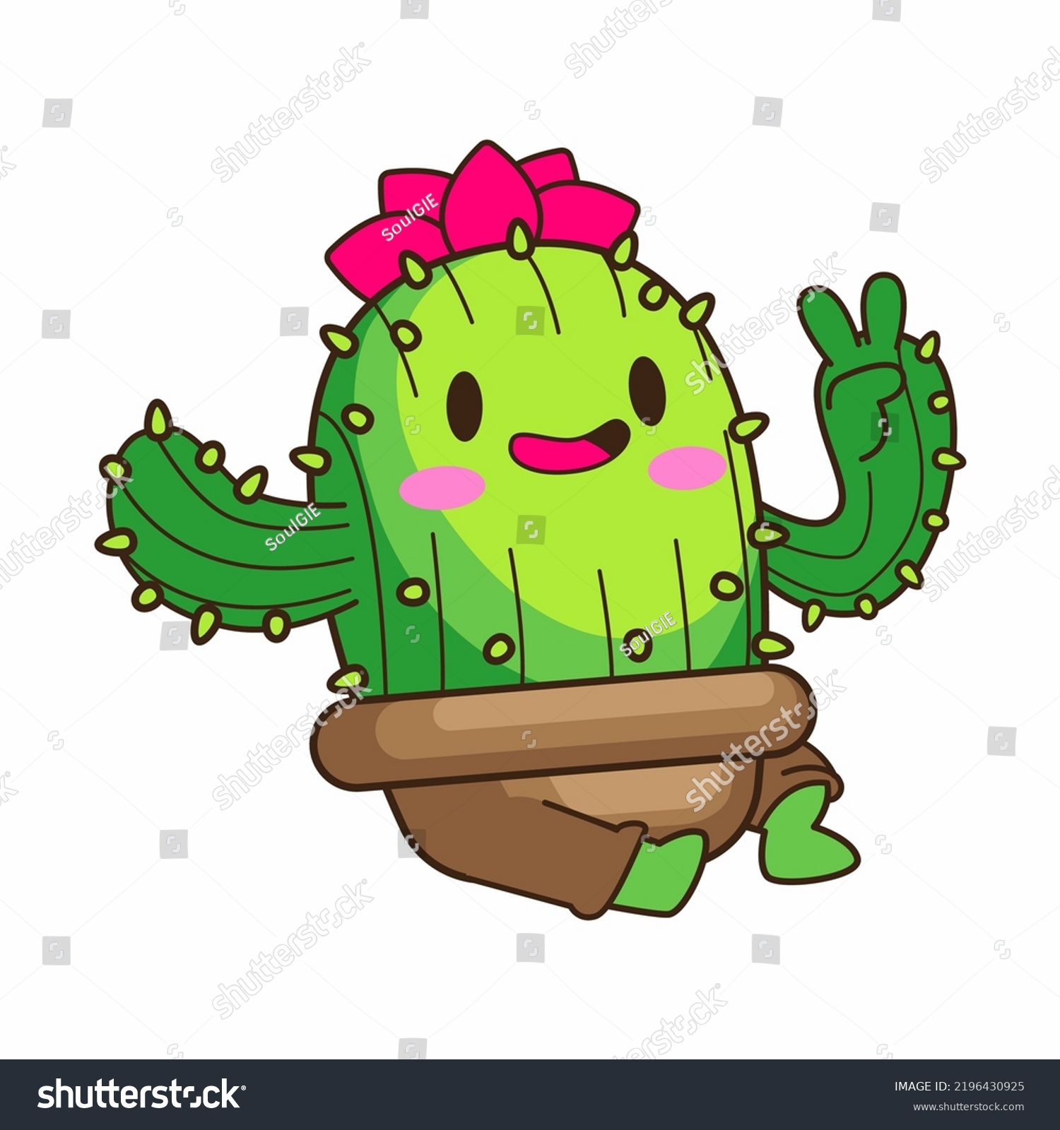 Cute Little Cactus Cartoon Vector Illustration Stock Vector Royalty Free 2196430925 Shutterstock 2428