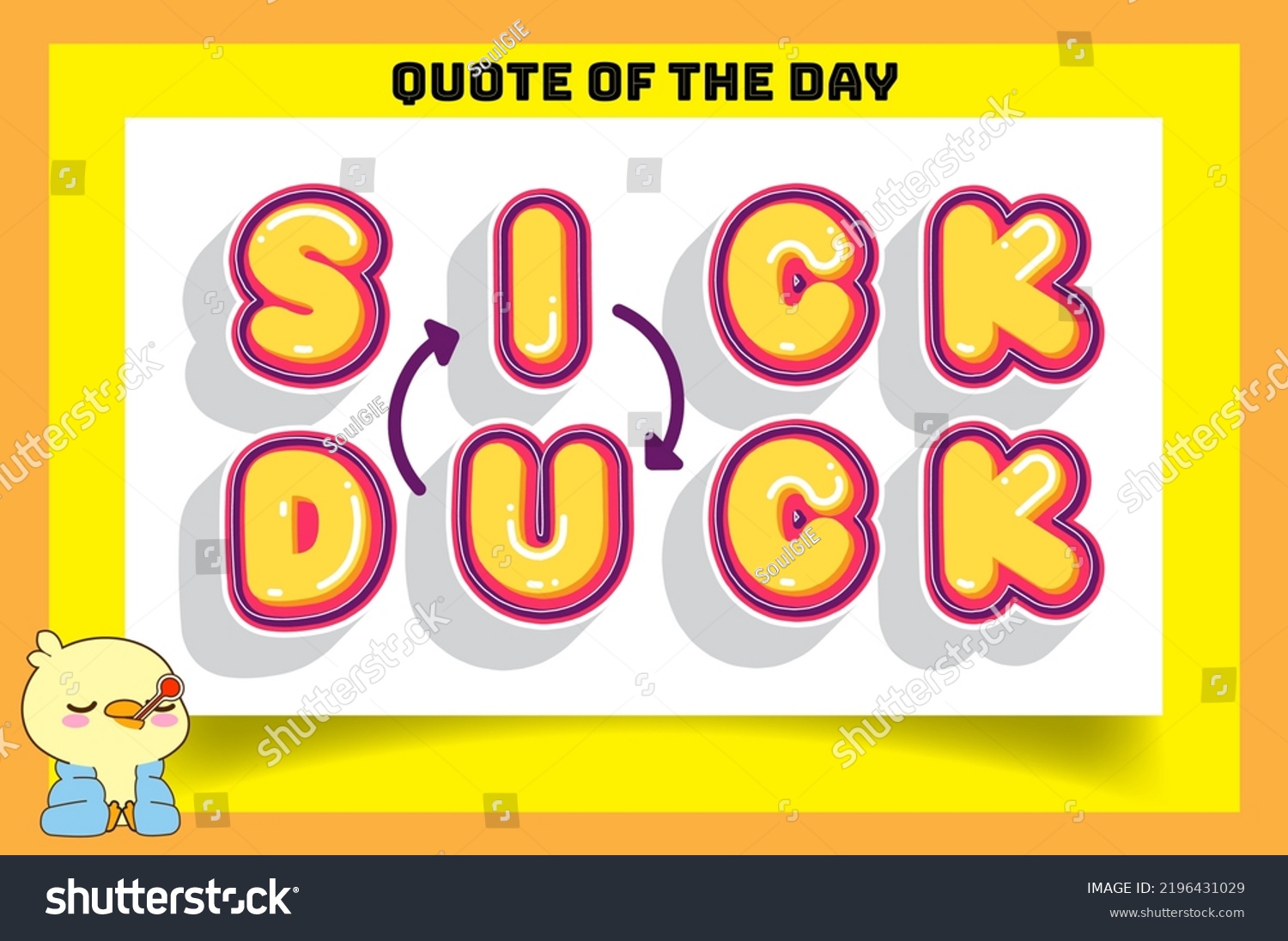 Naughty Lettering Sick Duck Quotes Day Stock Vector Royalty Free