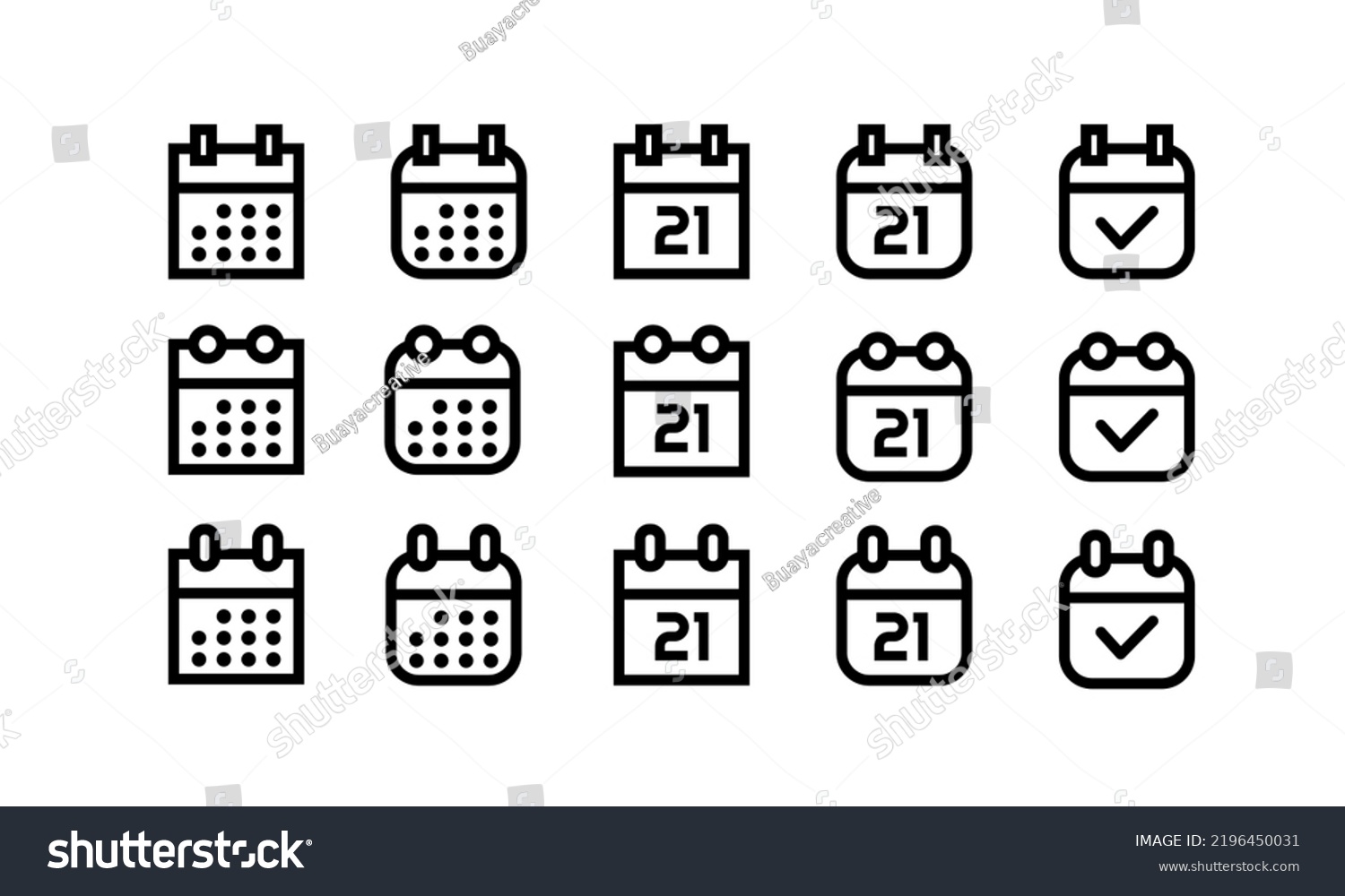 Calendar Icon Collection Set Calendar Symbols Stock Vector (Royalty