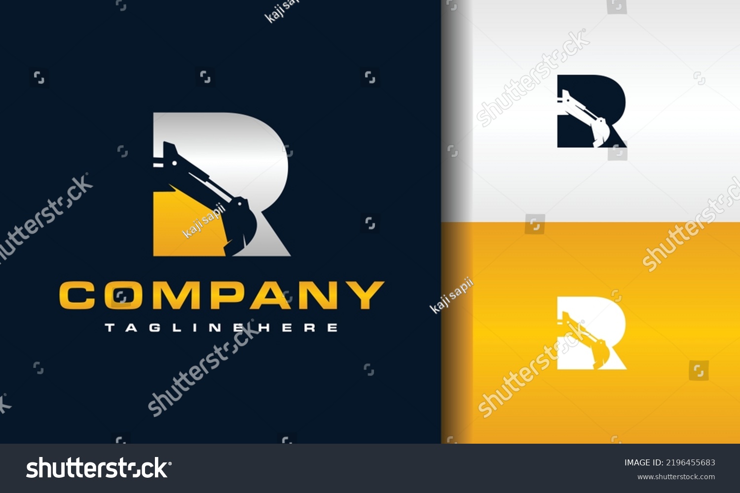 Letter R Excavator Construction Logo Stock Vector (Royalty Free ...