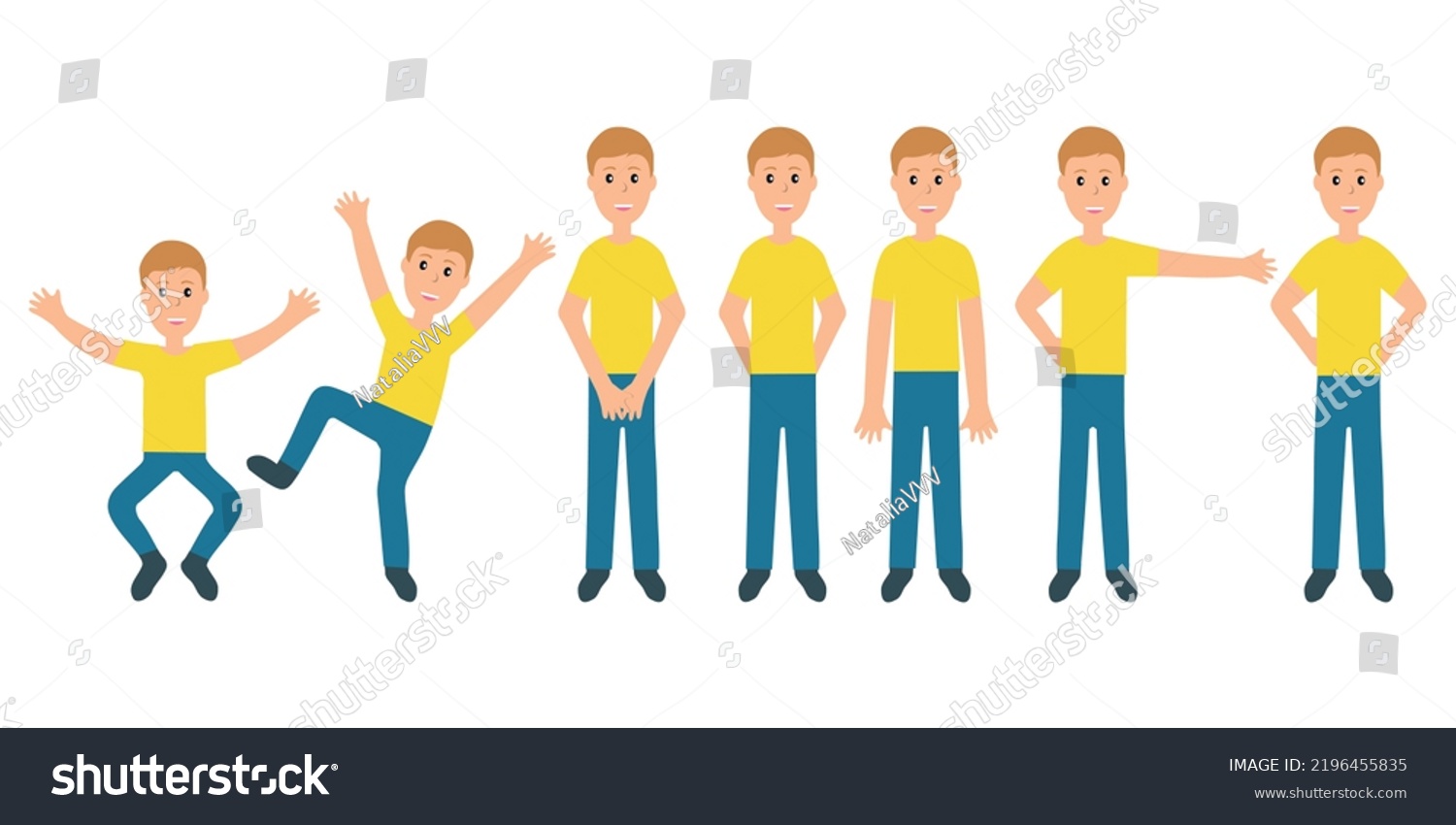 Set Men Different Poses Isolated Vector Stock Vector (Royalty Free ...