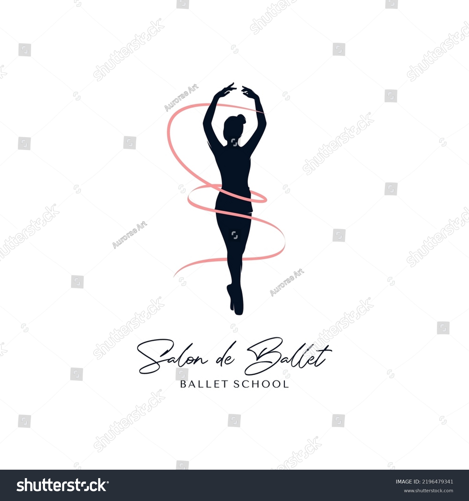 Ballet Dancer Silhouette Ribbons Logo Design Stock Vector (Royalty Free ...