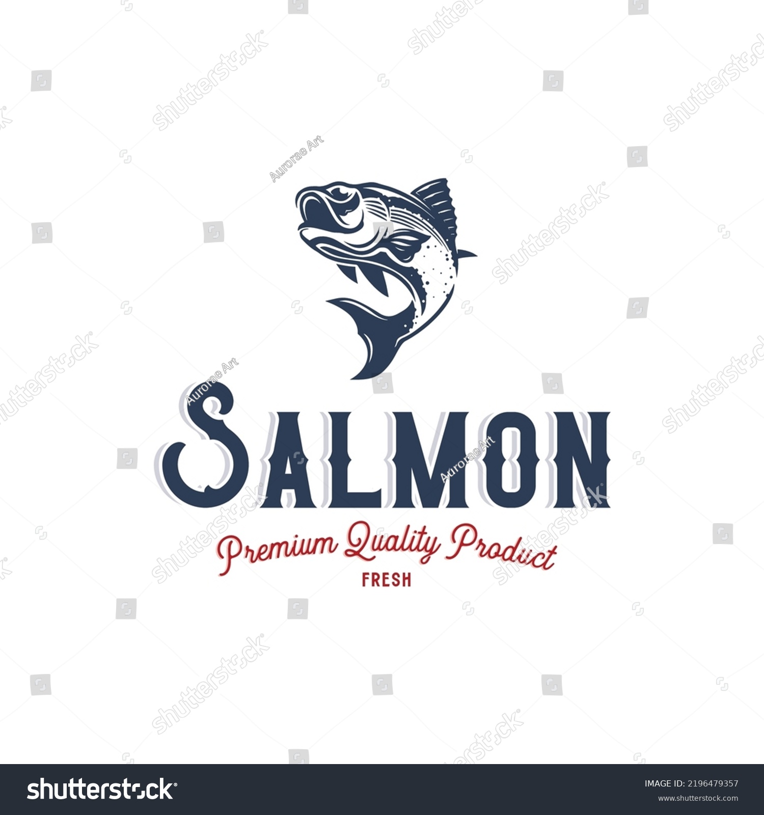 Salmon Restaurant Logo Design Template Stock Vector (Royalty Free ...