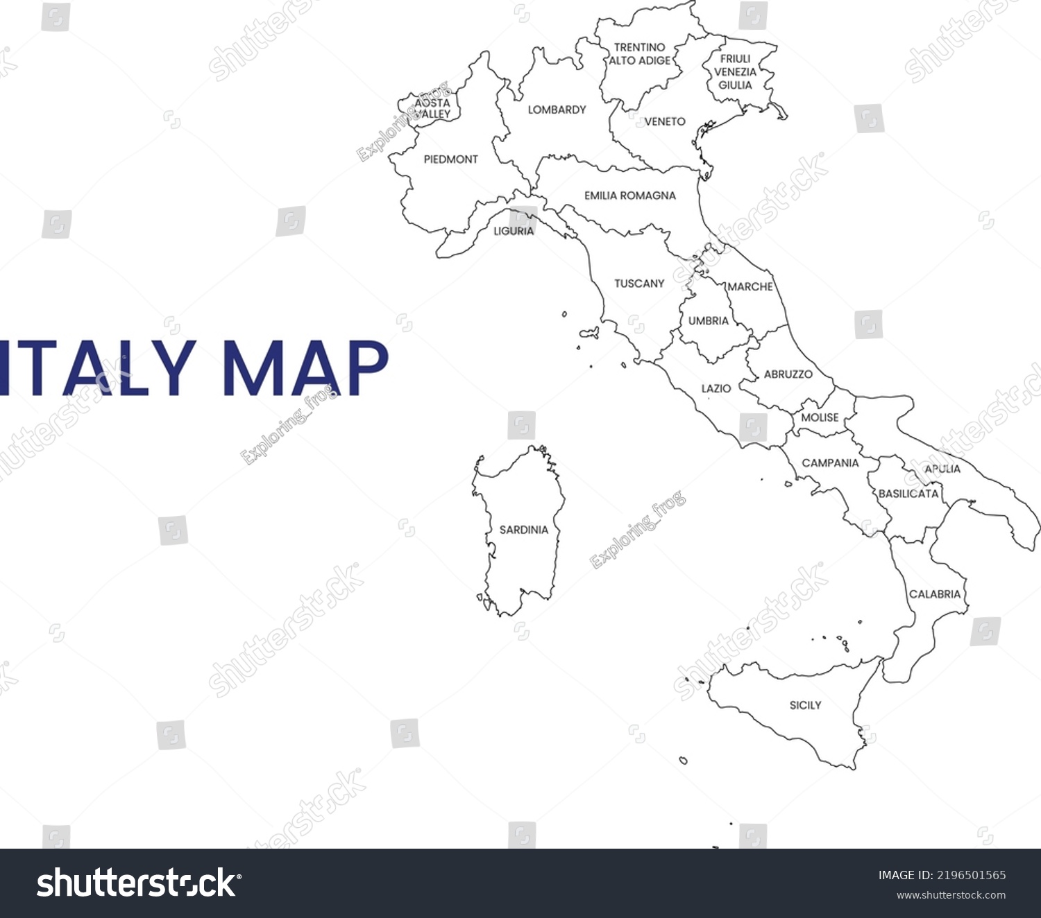 High Detailed Map Italy Outline Map Stock Vector (Royalty Free ...