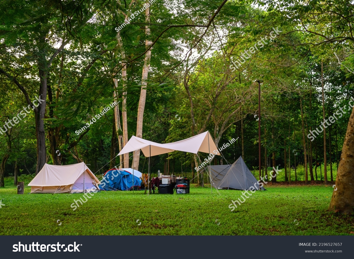 Group Camping Tents Diverse Types Tourism Stock Photo 2196527657 ...