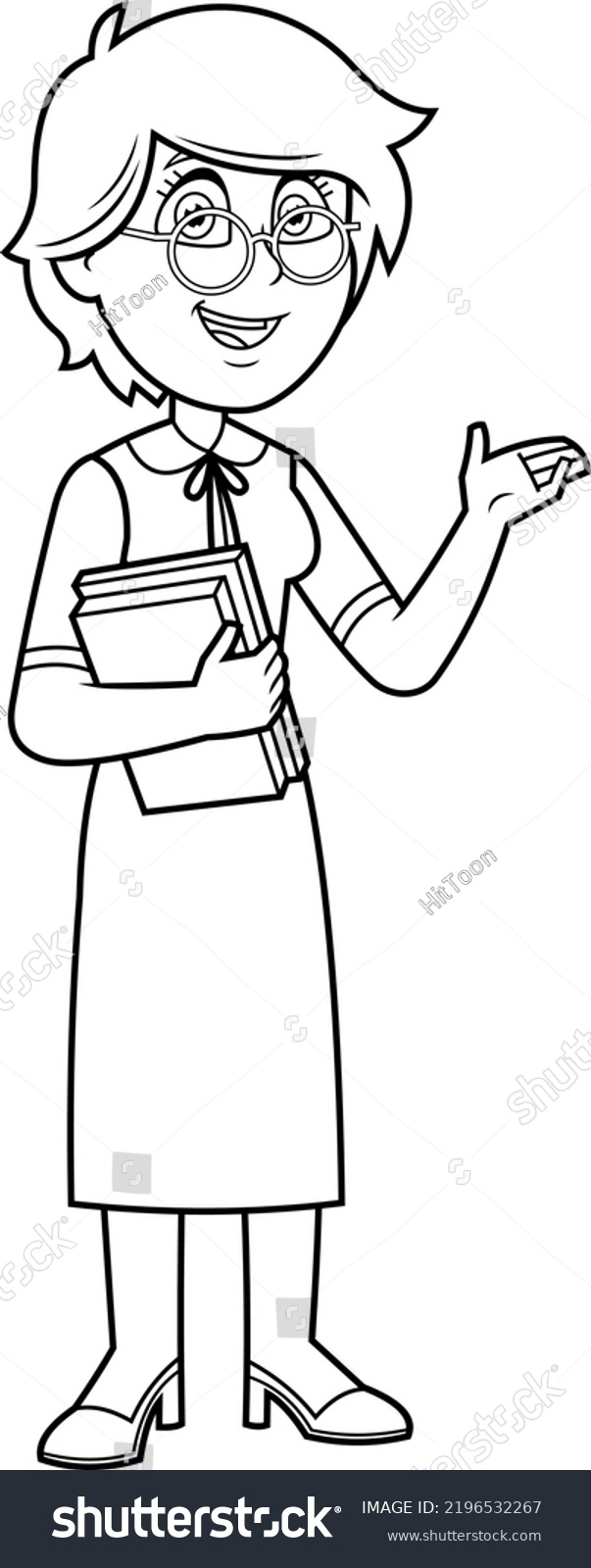 Outlined Female Teacher Cartoon Character Speak Stock Vector (Royalty ...