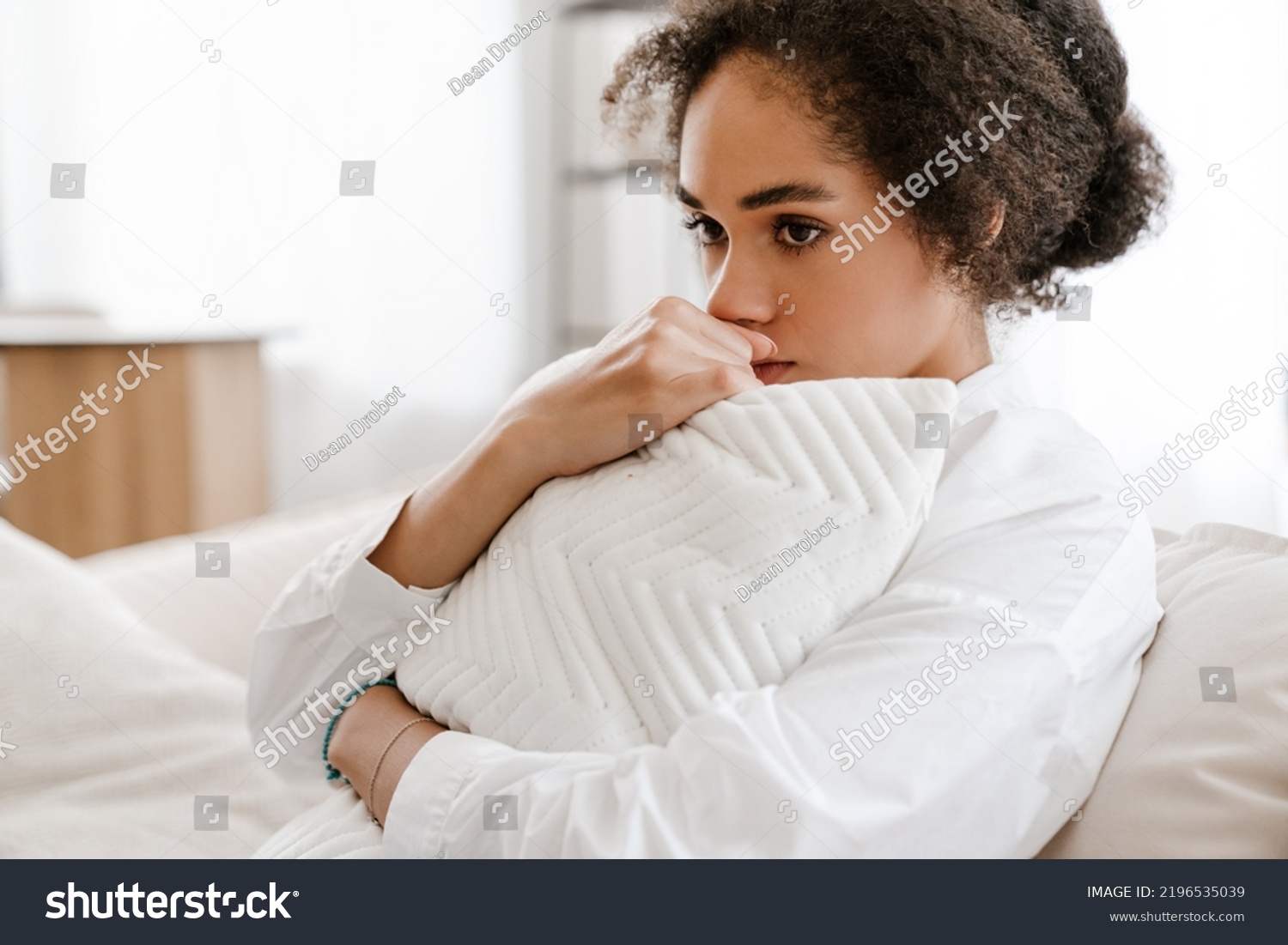 Young Black Woman Being Upset Thinking Stock Photo 2196535039 ...