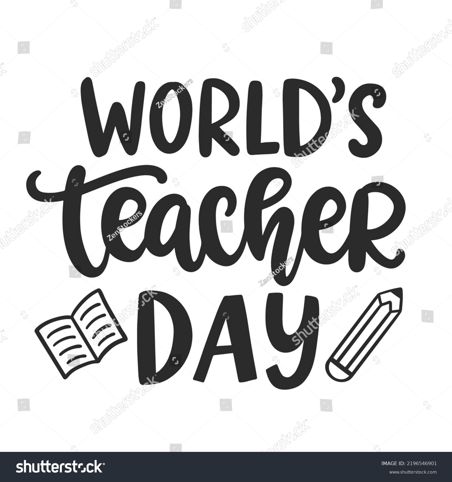 Worlds Teacher Day Hand Written Lettering Stock Vector (royalty Free 