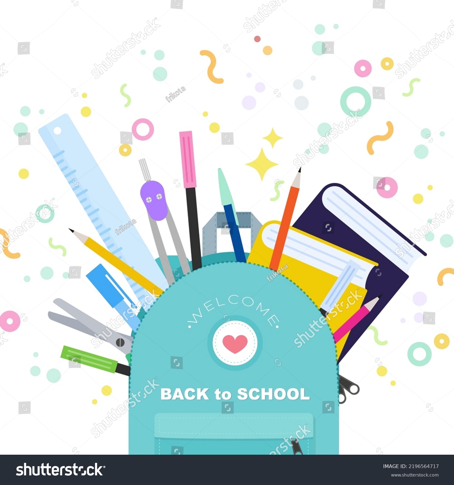 Welcome Back School Square Banner Colorful Stock Vector (Royalty Free ...