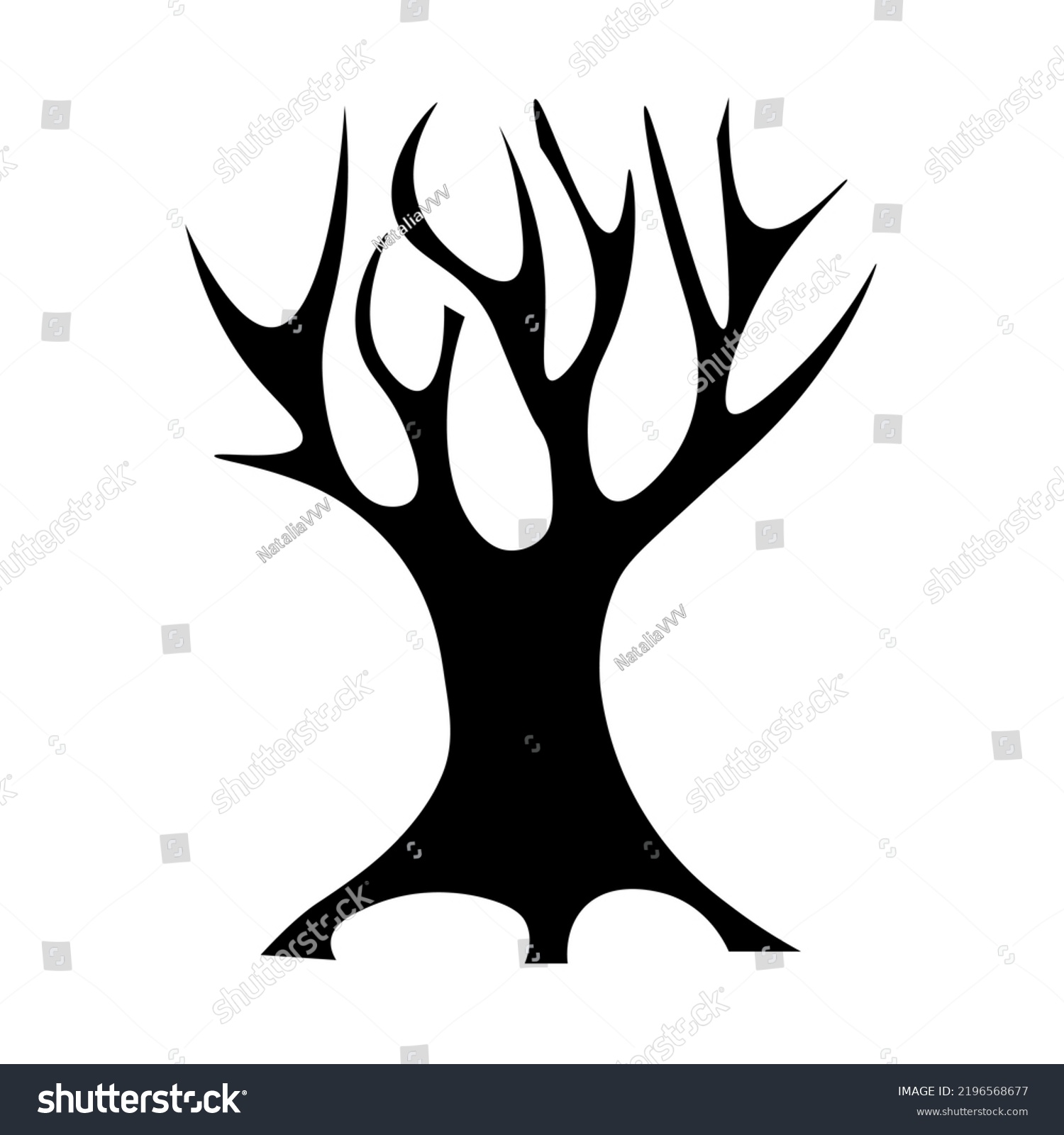 Silhouette Tree Without Leaves Vector Stock Vector Royalty Free