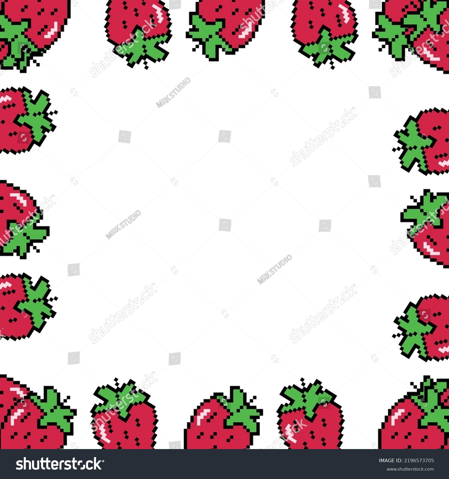 Square Strawberry Pixel Art Frame Design Stock Vector (Royalty Free ...