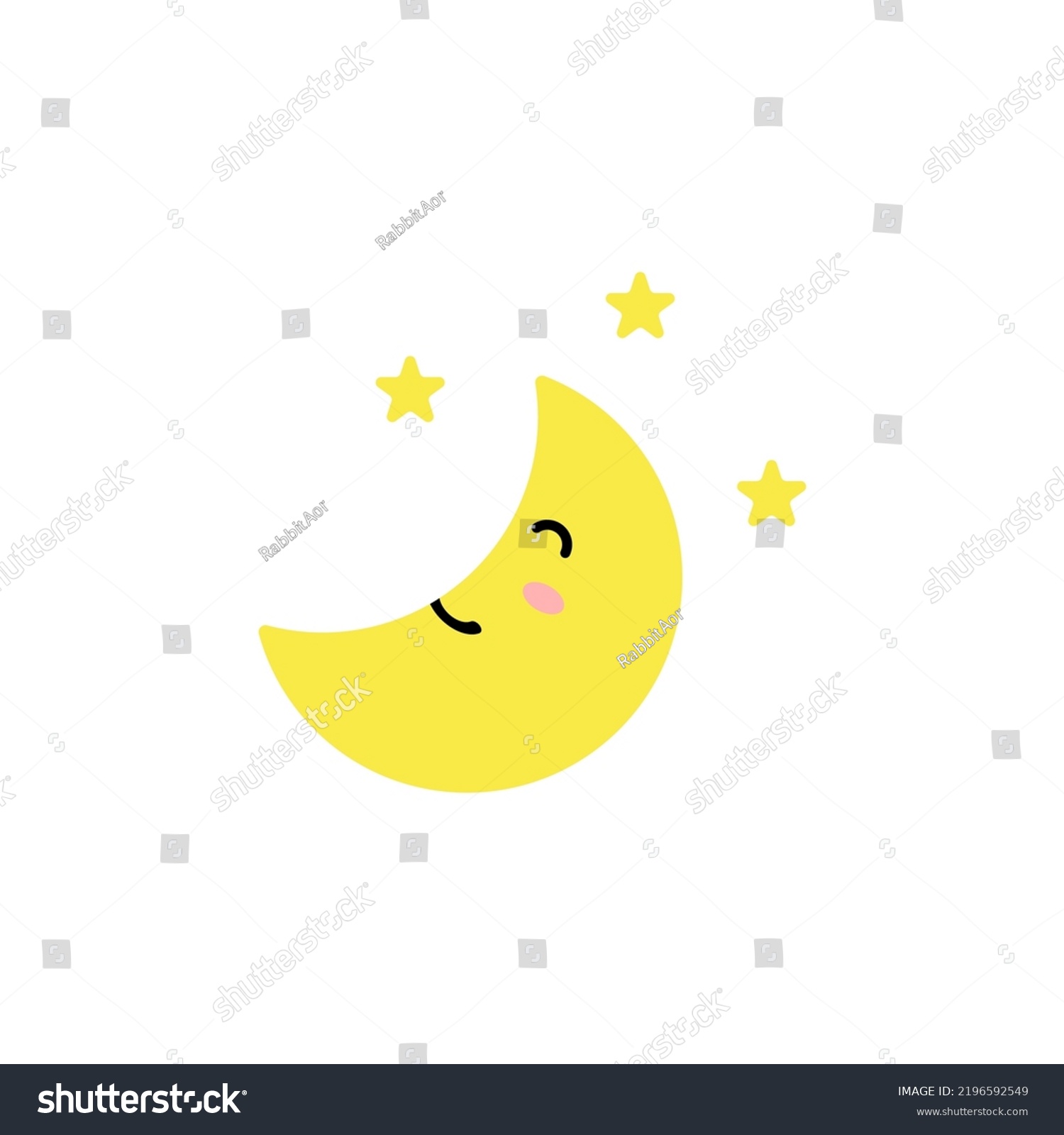 Cute Yellow Crescent Moon Emoji Face Stock Vector (Royalty Free ...