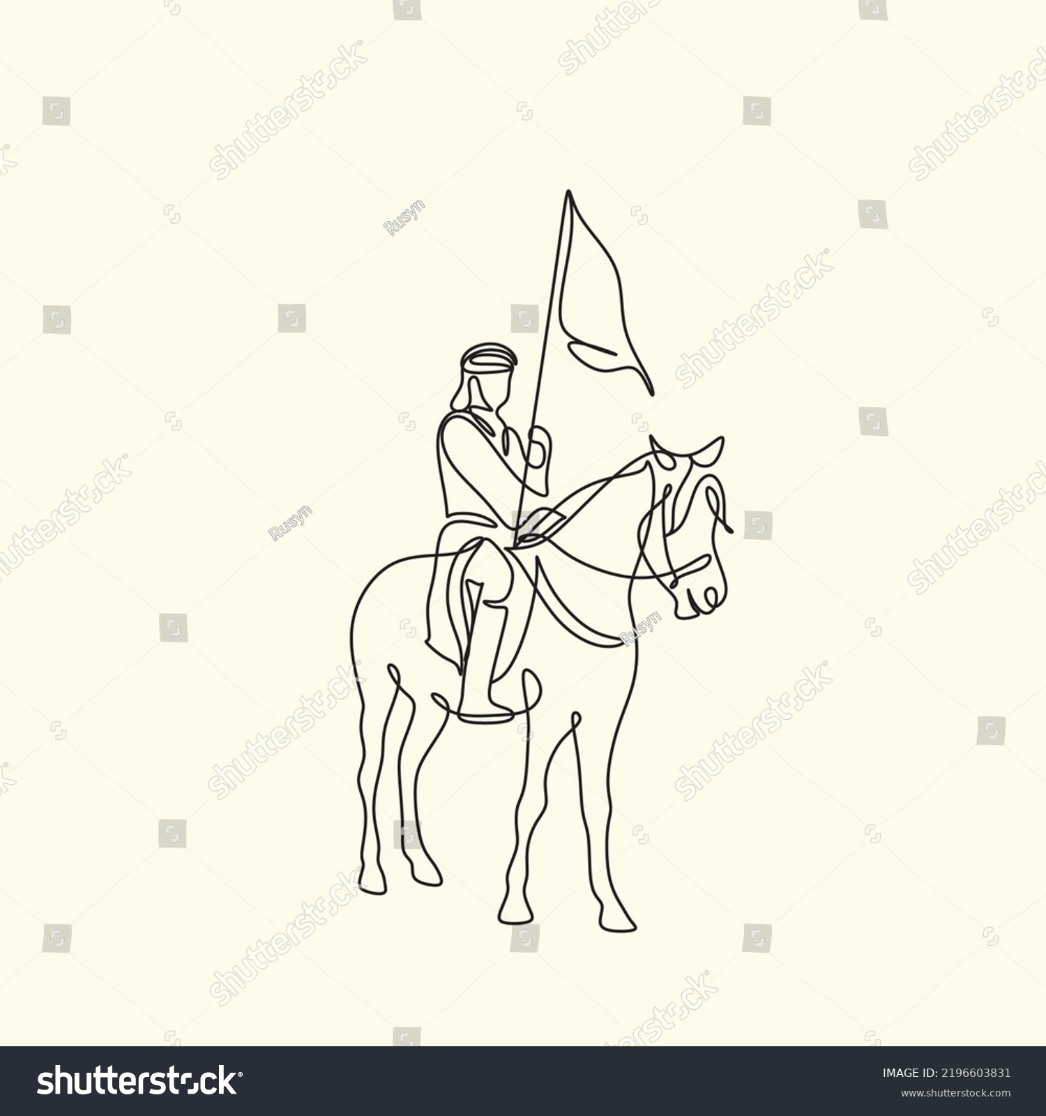 Arab Man Araian Horses Vector Line Stock Vector (Royalty Free ...