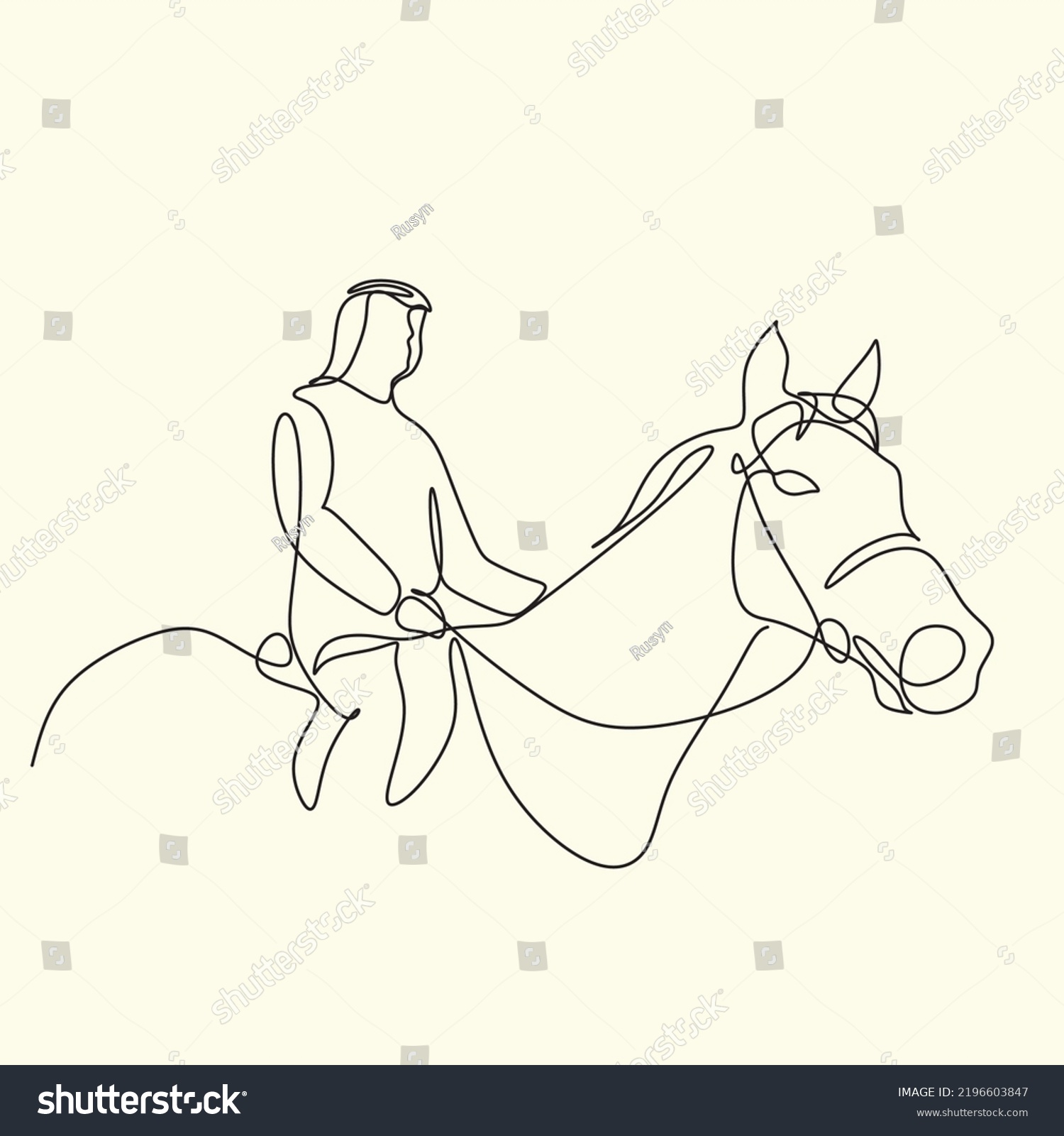 Arab Man Araian Horses Vector Line Stock Vector (royalty Free 