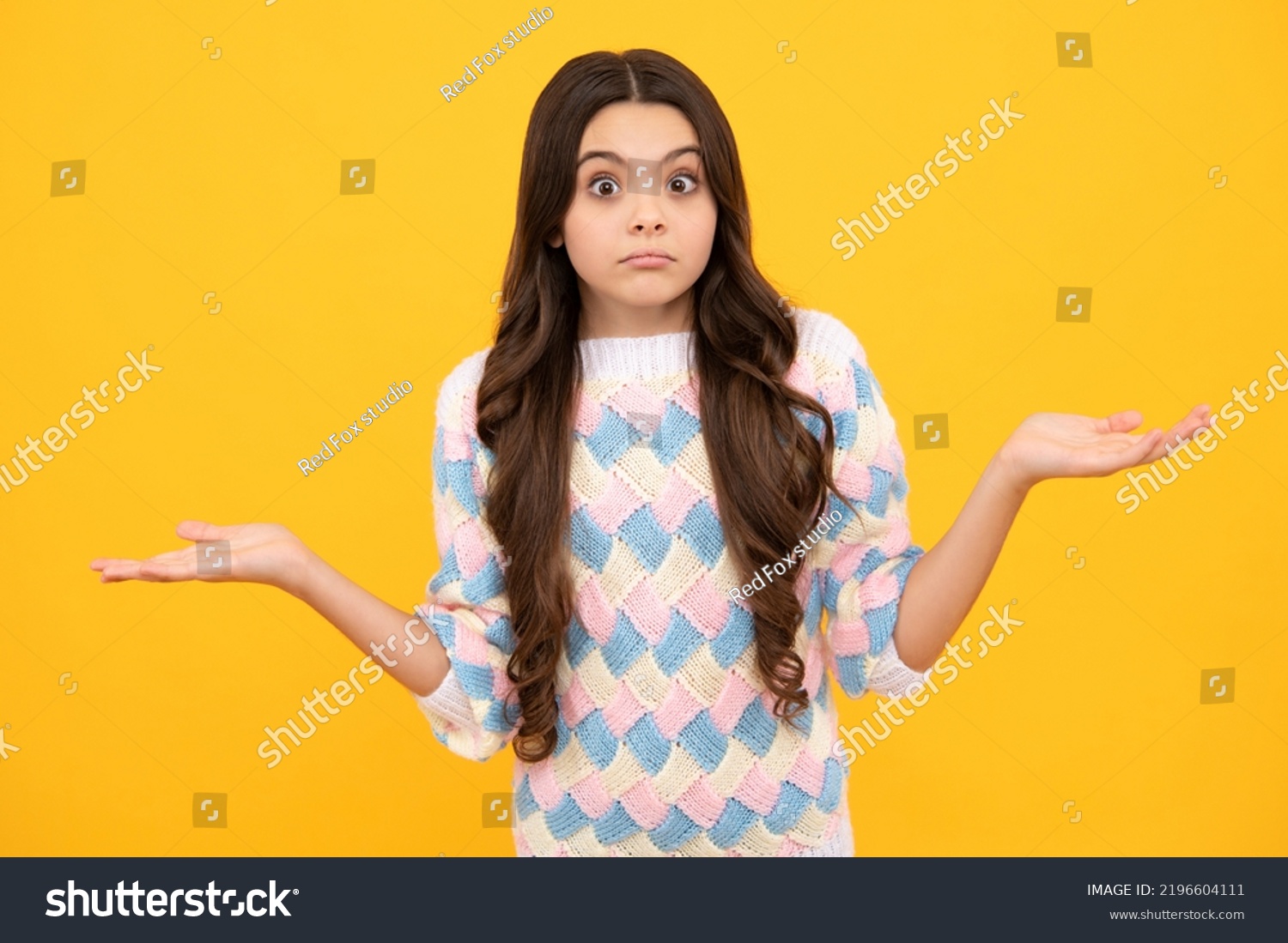 Surprised Emotions Young Teenager Girl Beautiful Stock Photo 2196604111 ...