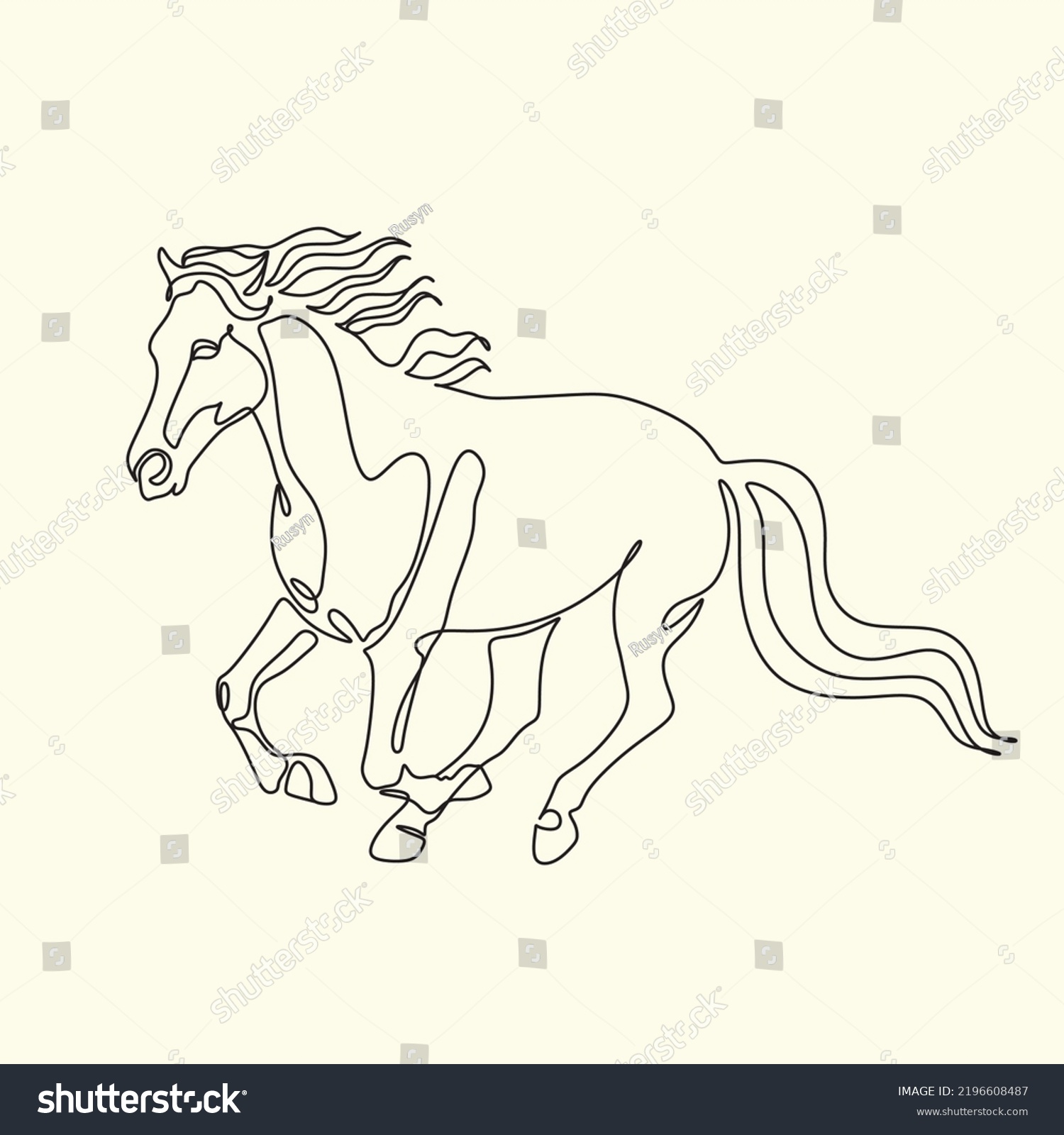 Continuous Line Drawing Horse Single Line Stock Vector (royalty Free 