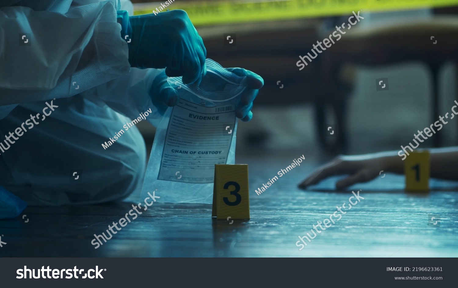 Detective Collecting Evidence Crime Scene Forensic Stock Photo ...