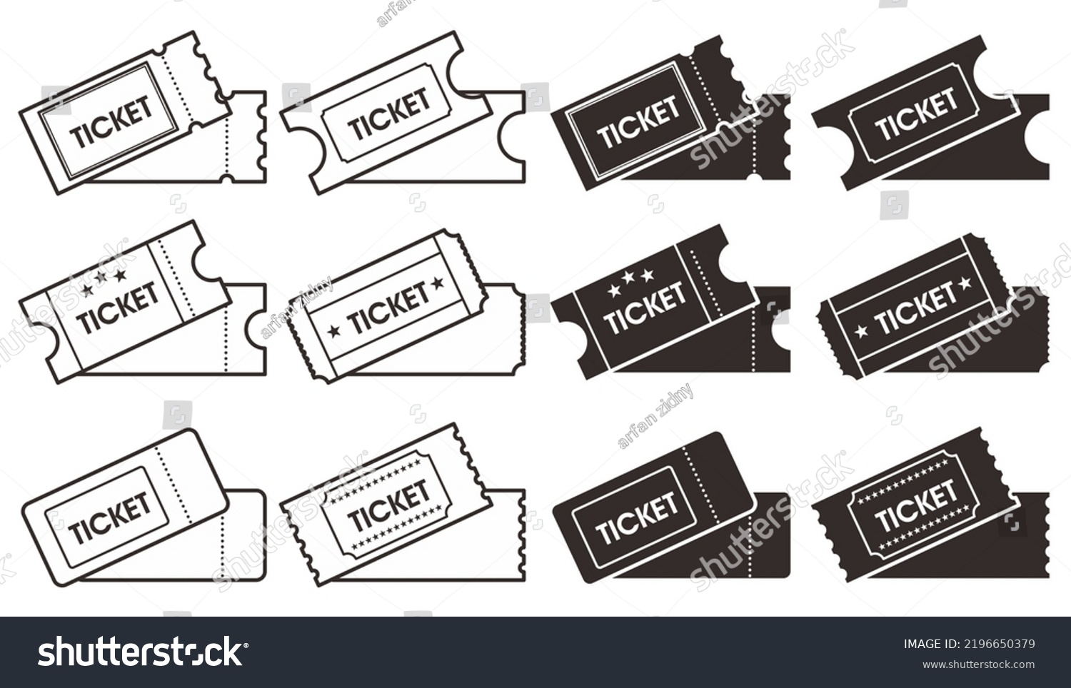 Set Ticket Icon Black White Icon Stock Vector (Royalty Free) 2196650379 ...