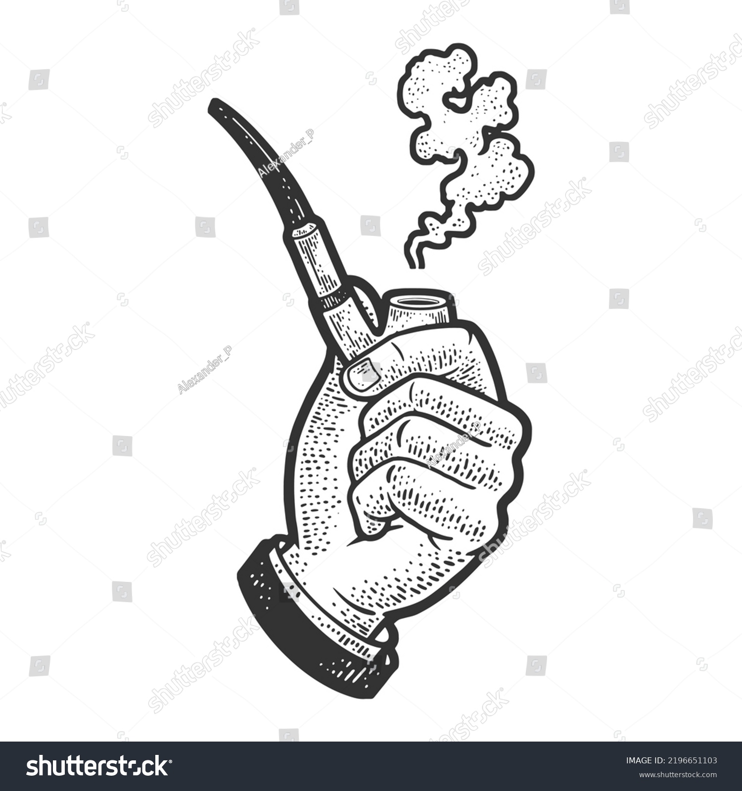 Hand Smoking Pipe Sketch Engraving Vector Stock Vector (Royalty Free ...