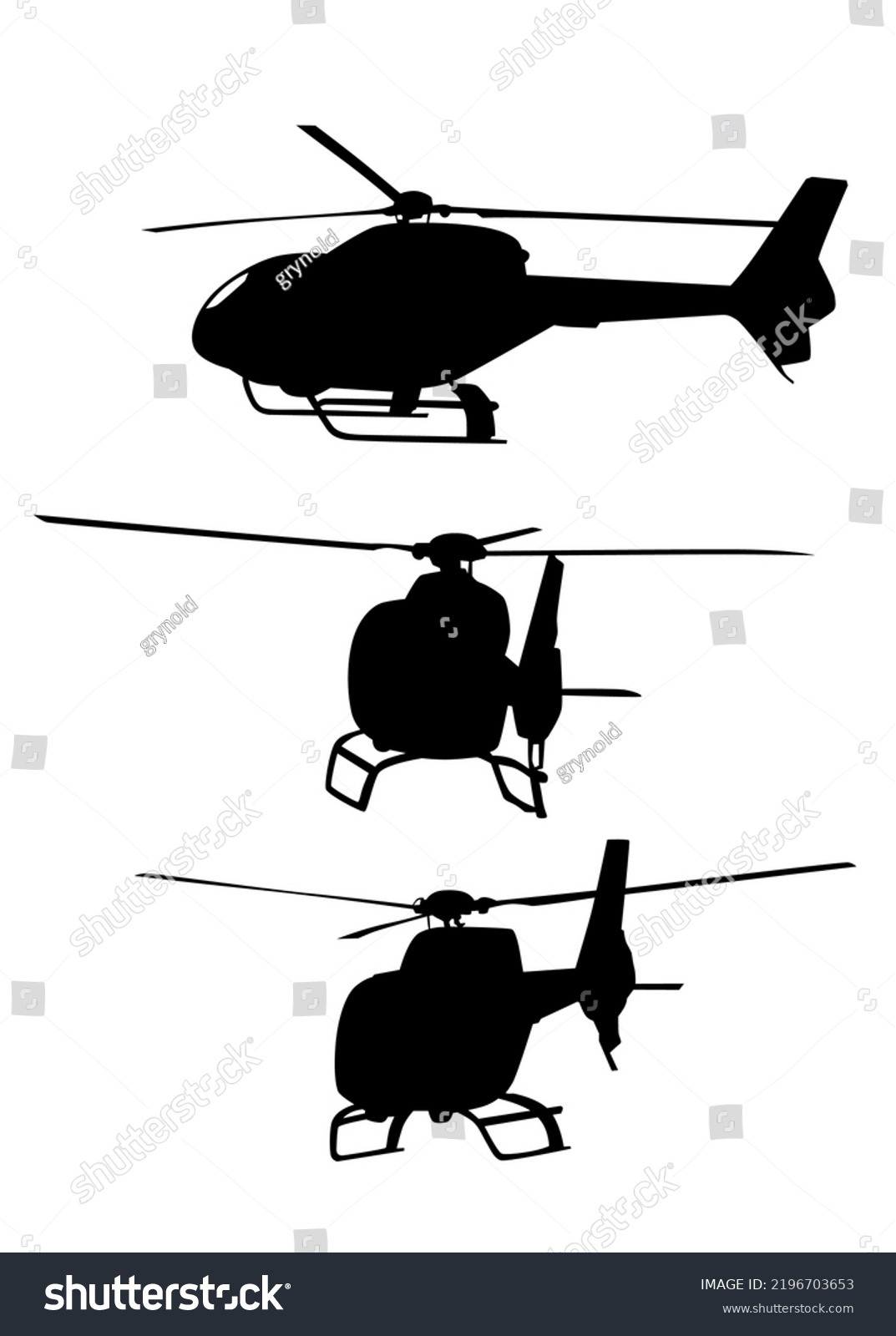 Silhouette Large Helicopter On White Background Stock Vector (Royalty ...