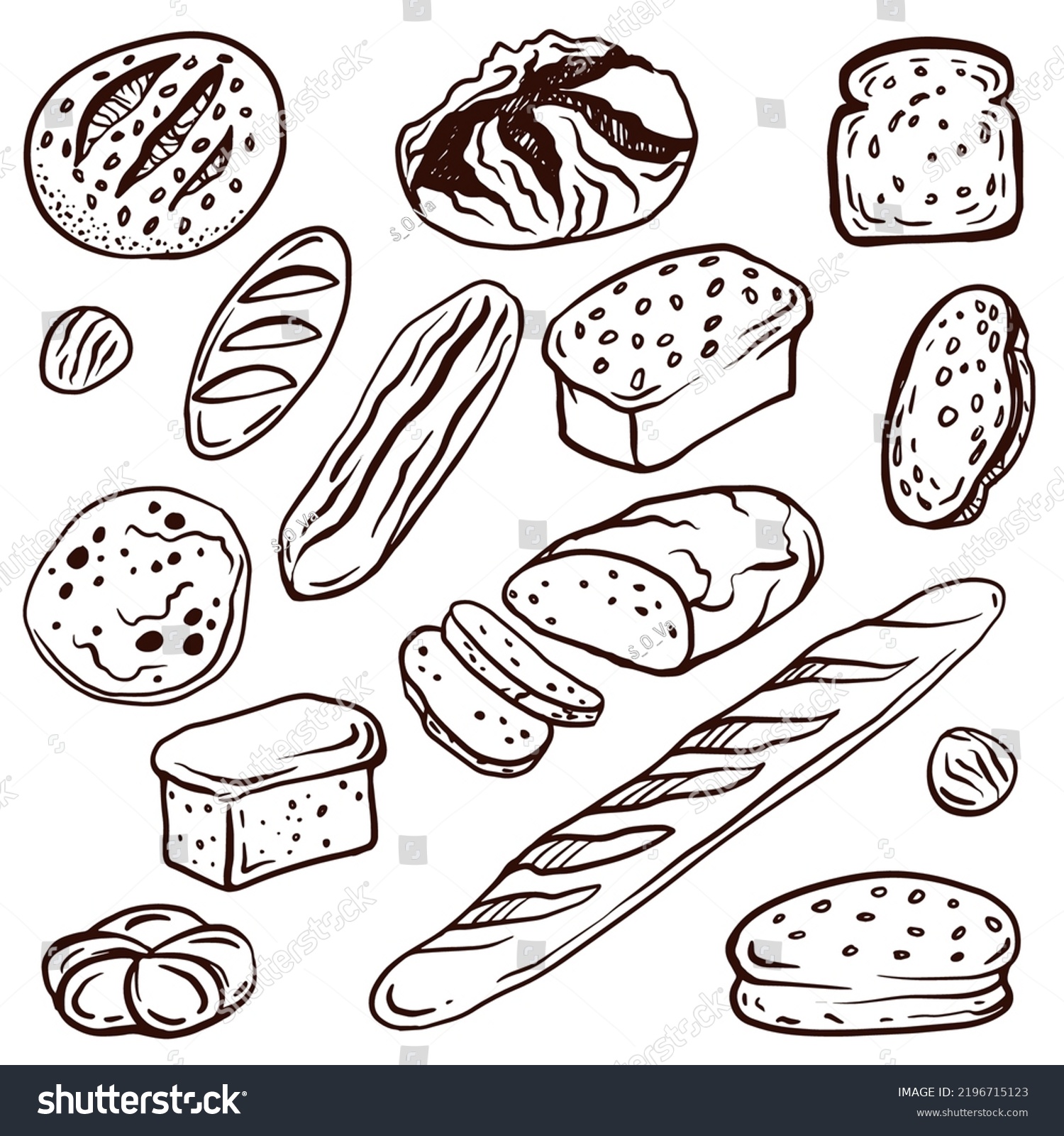 Collection Different Kinds Bread Set Bakery Stock Vector (Royalty Free ...