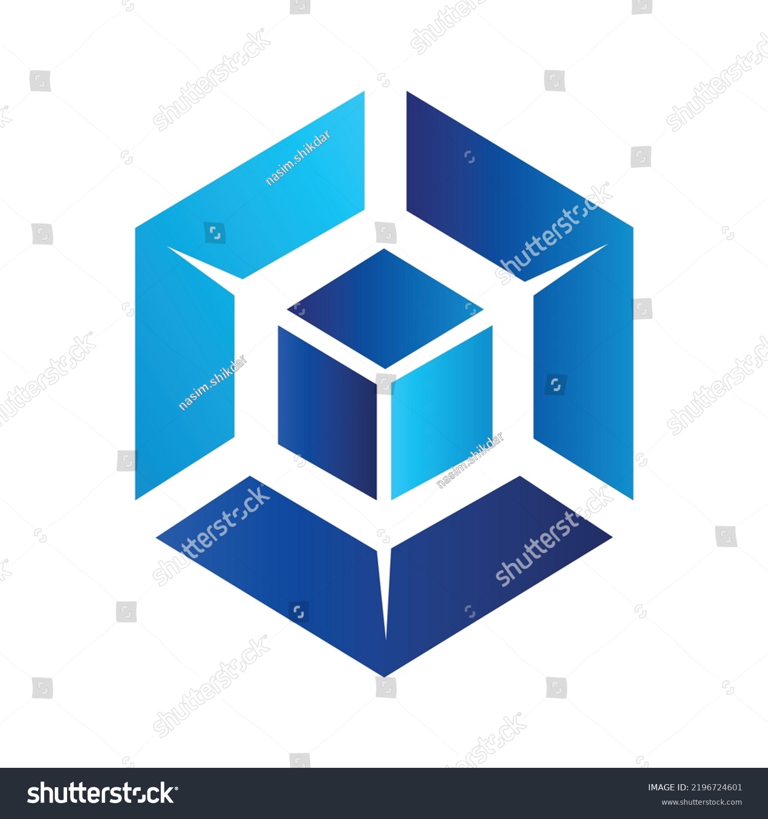 Blue Block Logo Cube Icon Vector Stock Vector (Royalty Free) 2196724601 ...