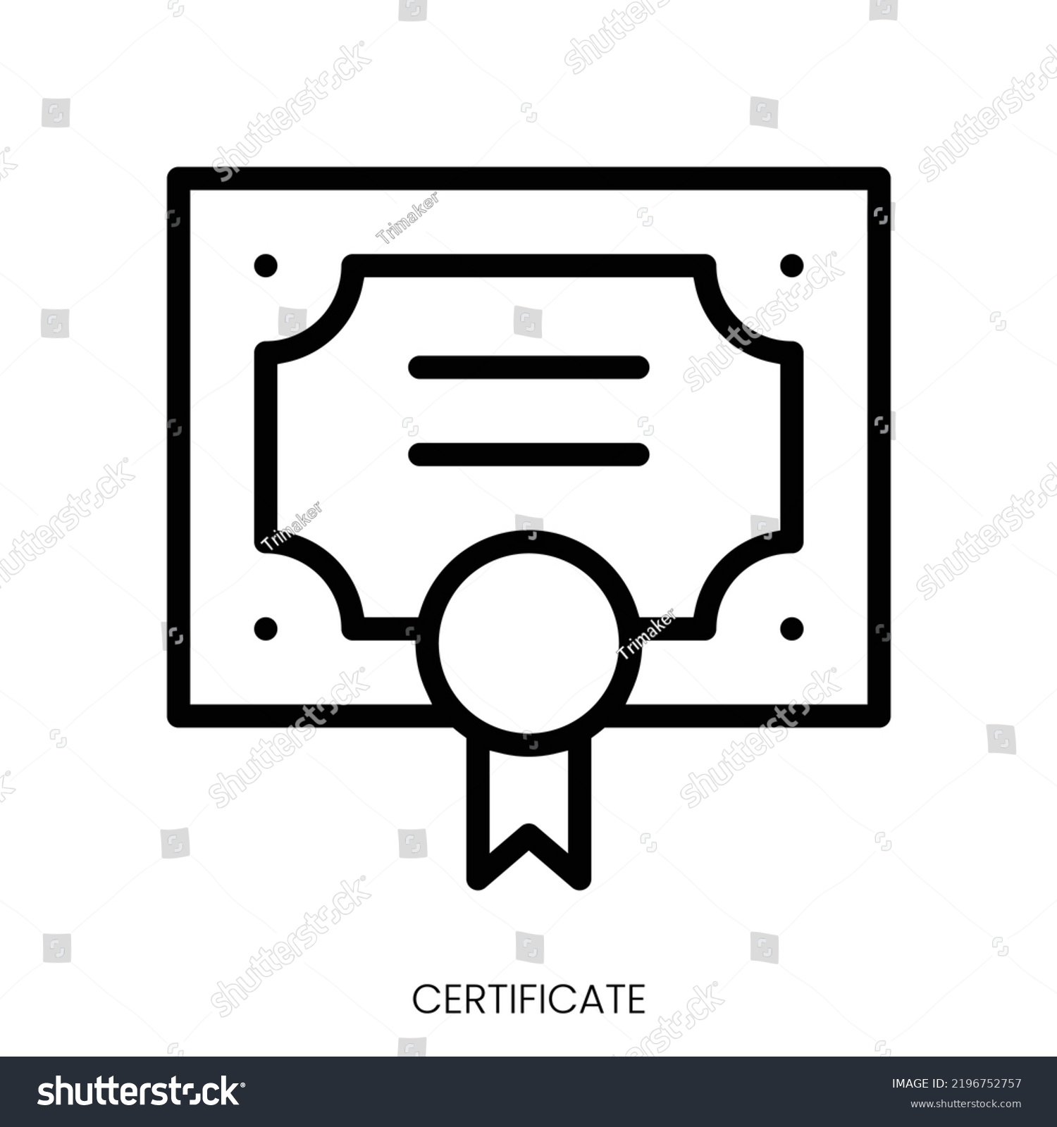 Certificate Icon Line Art Style Design Stock Vector (Royalty Free ...