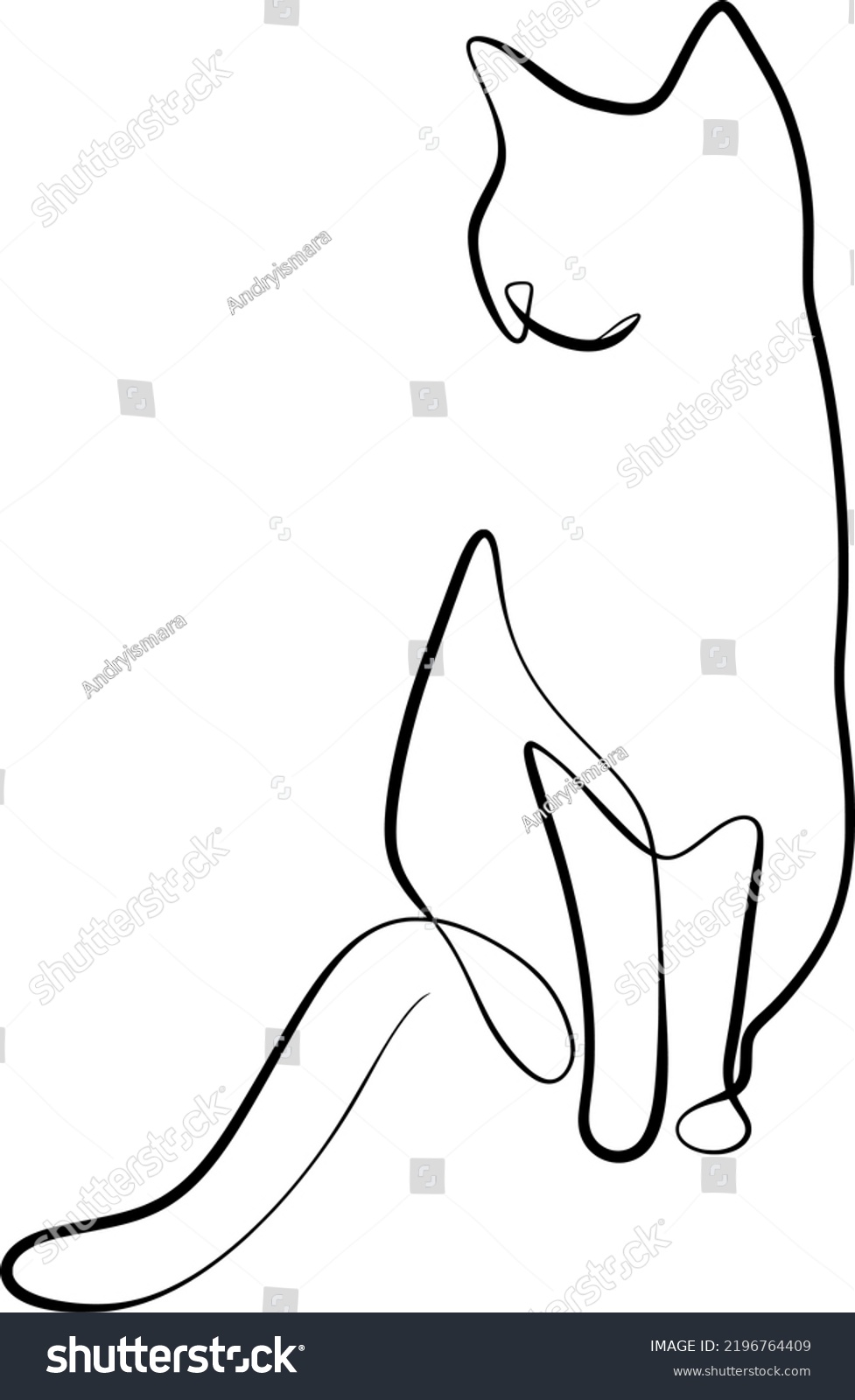 Continuous Line Art Cute Cat Stock Vector (Royalty Free) 2196764409 ...