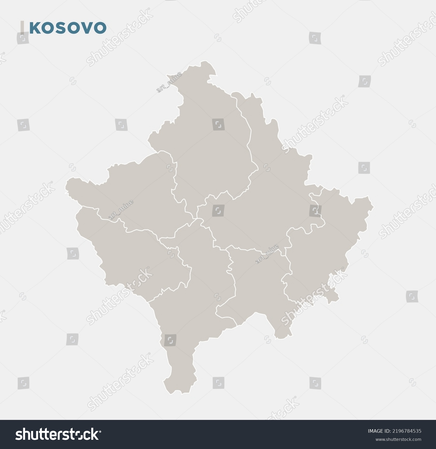 Detailed Vector Map Kosovo Vector Illustration Stock Vector Royalty   Stock Vector Detailed Vector Map Of Kosovo Vector Illustration 2196784535 