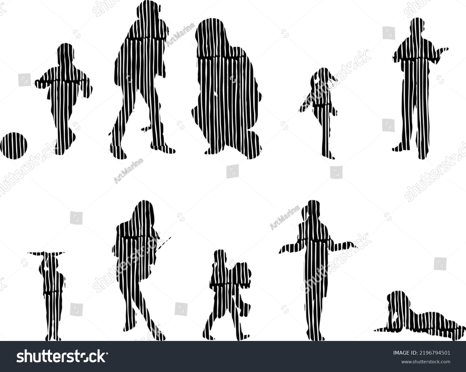 Vector Silhouettes Outline Silhouettes People Contour Stock Vector ...