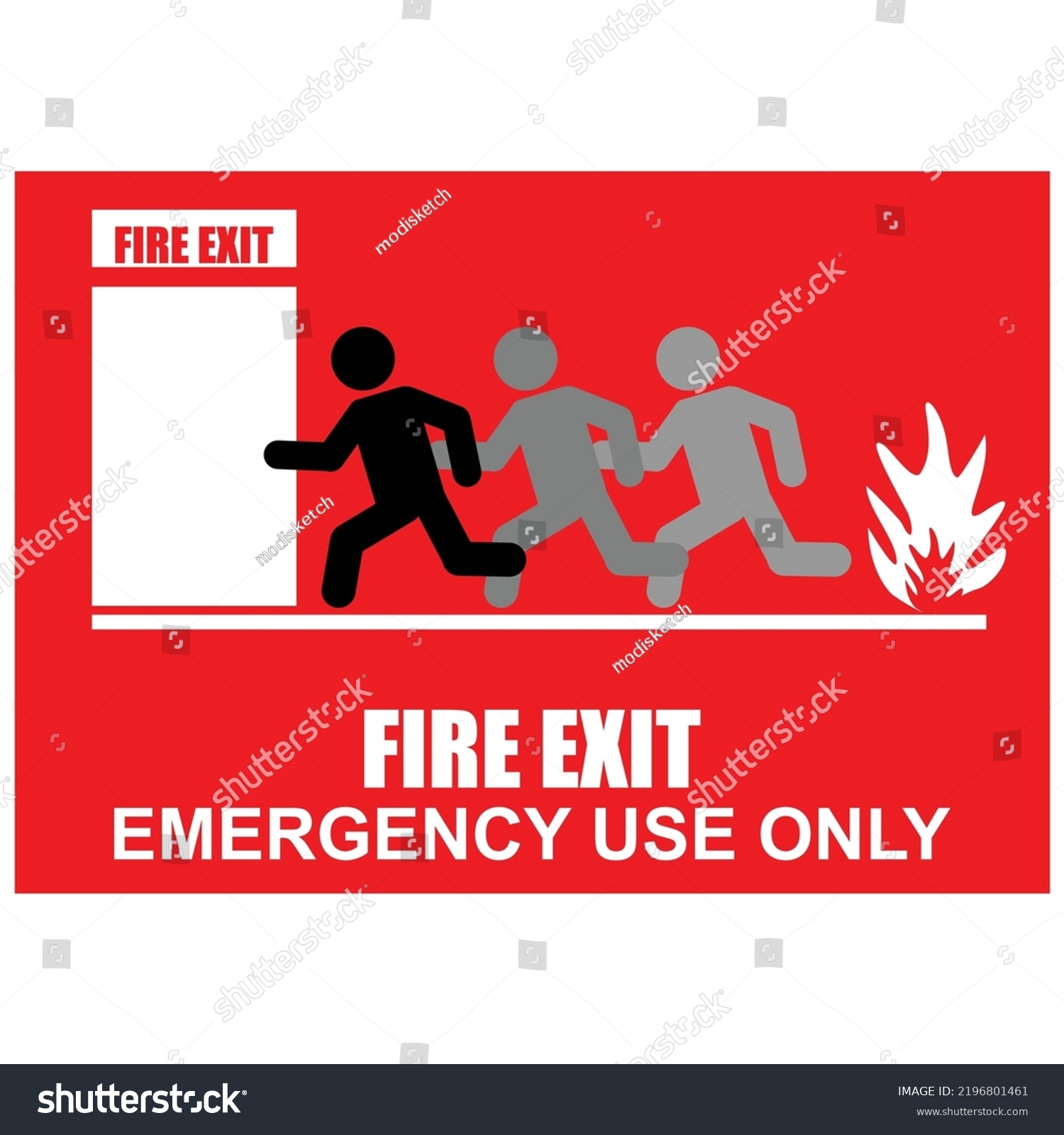 Fire Exit Label Sign Vector Stock Vector (Royalty Free) 2196801461 ...